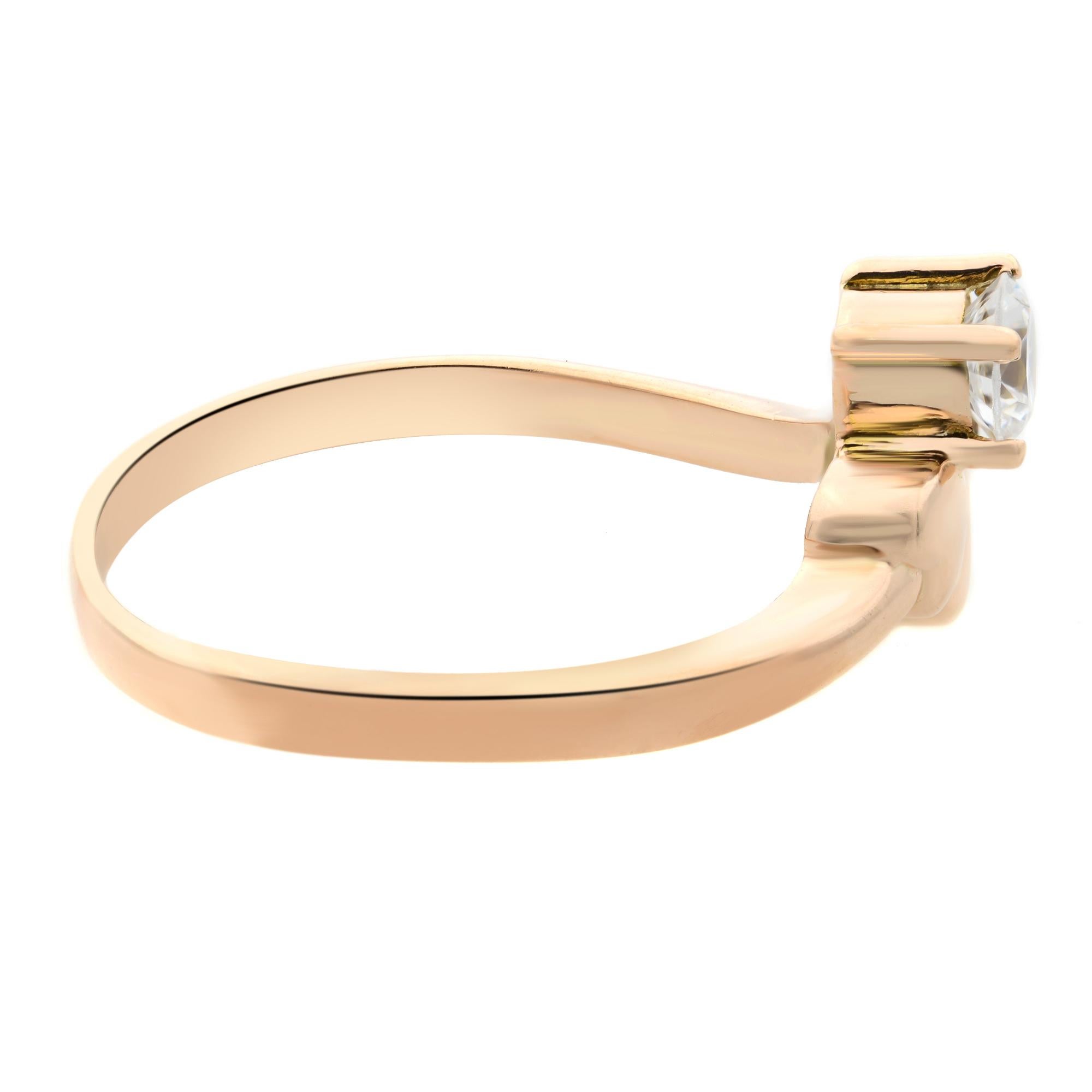 Modern Rachel Koen 0.15Cttw Round Cut CZ Ladies Ring 14K Rose Gold Size 7 For Sale