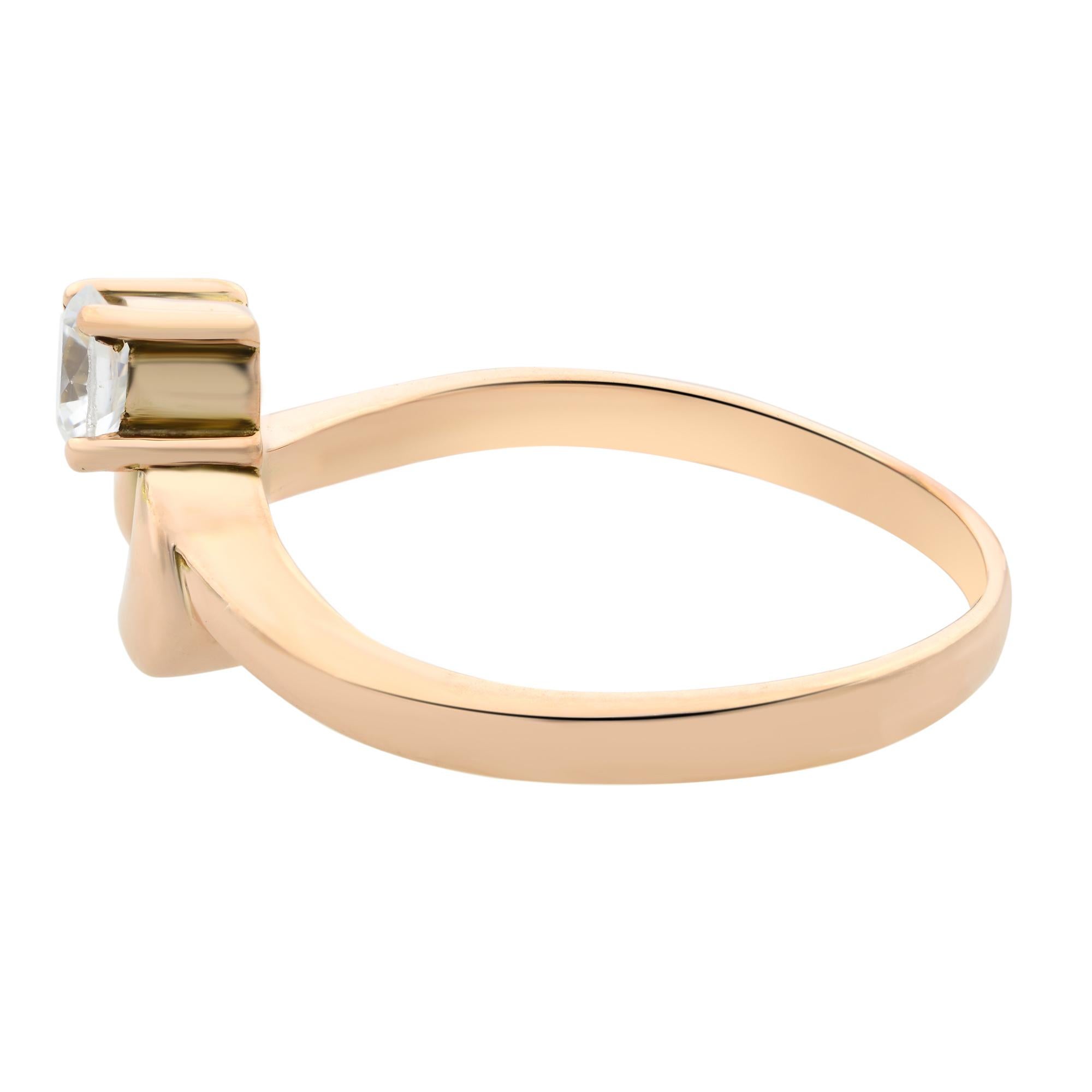 Rachel Koen 0.15Cttw Round Cut CZ Ladies Ring 14K Rose Gold Size 7 In Excellent Condition For Sale In New York, NY