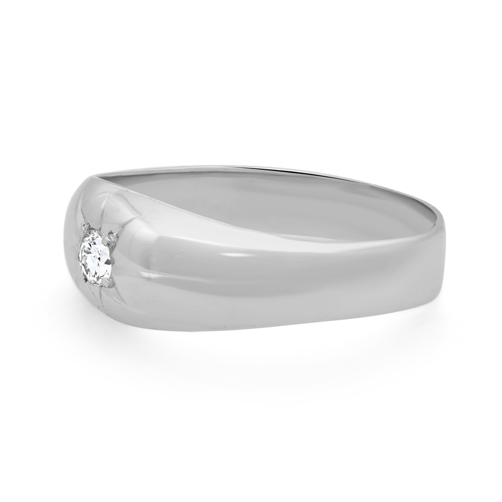 Modern Rachel Koen 0.15Cttw Round Cut Diamond Signet Ring Platinum Size 6