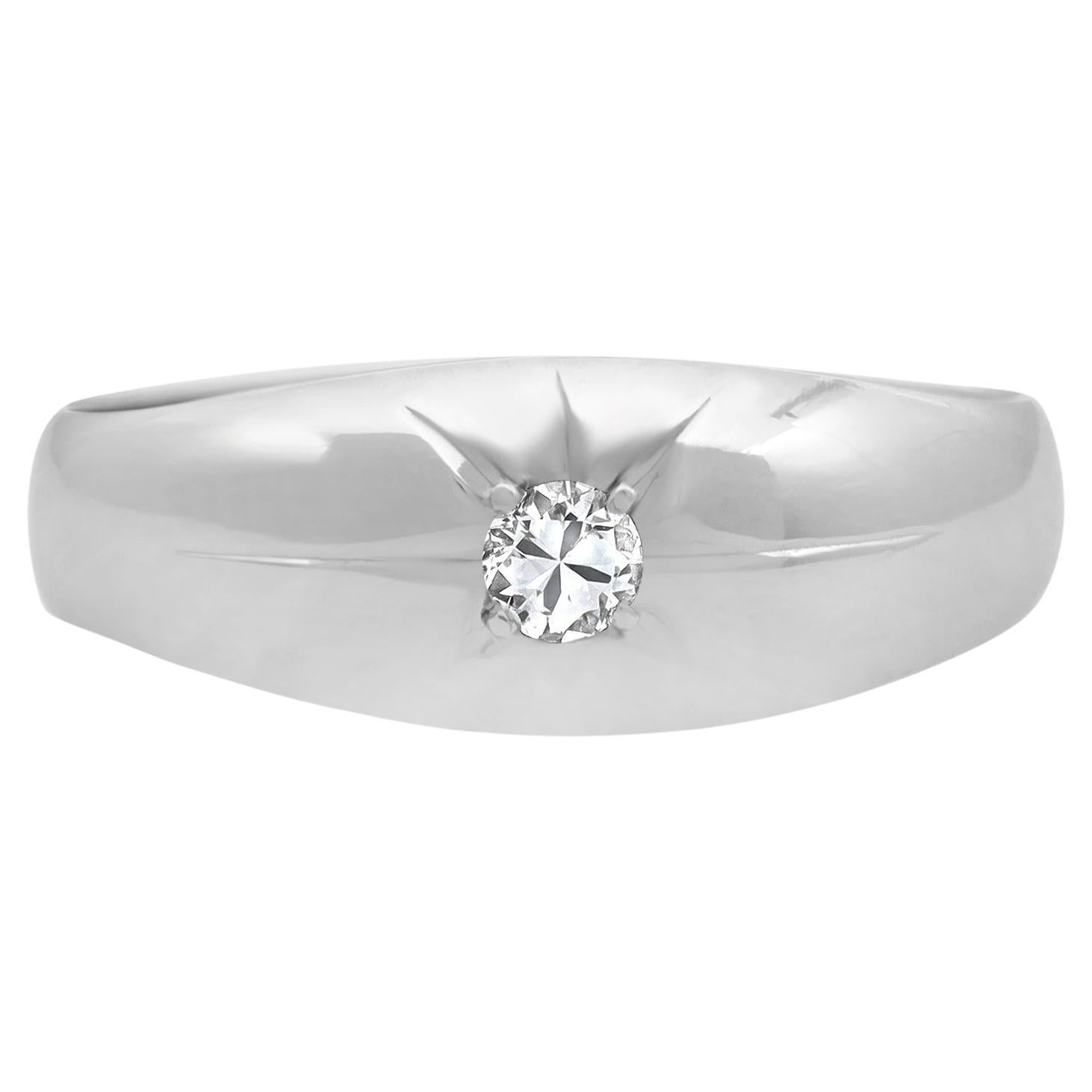 Rachel Koen 0.15Cttw Round Cut Diamond Signet Ring Platinum Size 6