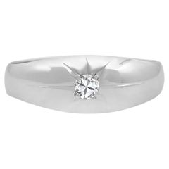 Rachel Koen 0.15Cttw Round Cut Diamond Signet Ring Platinum Size 6