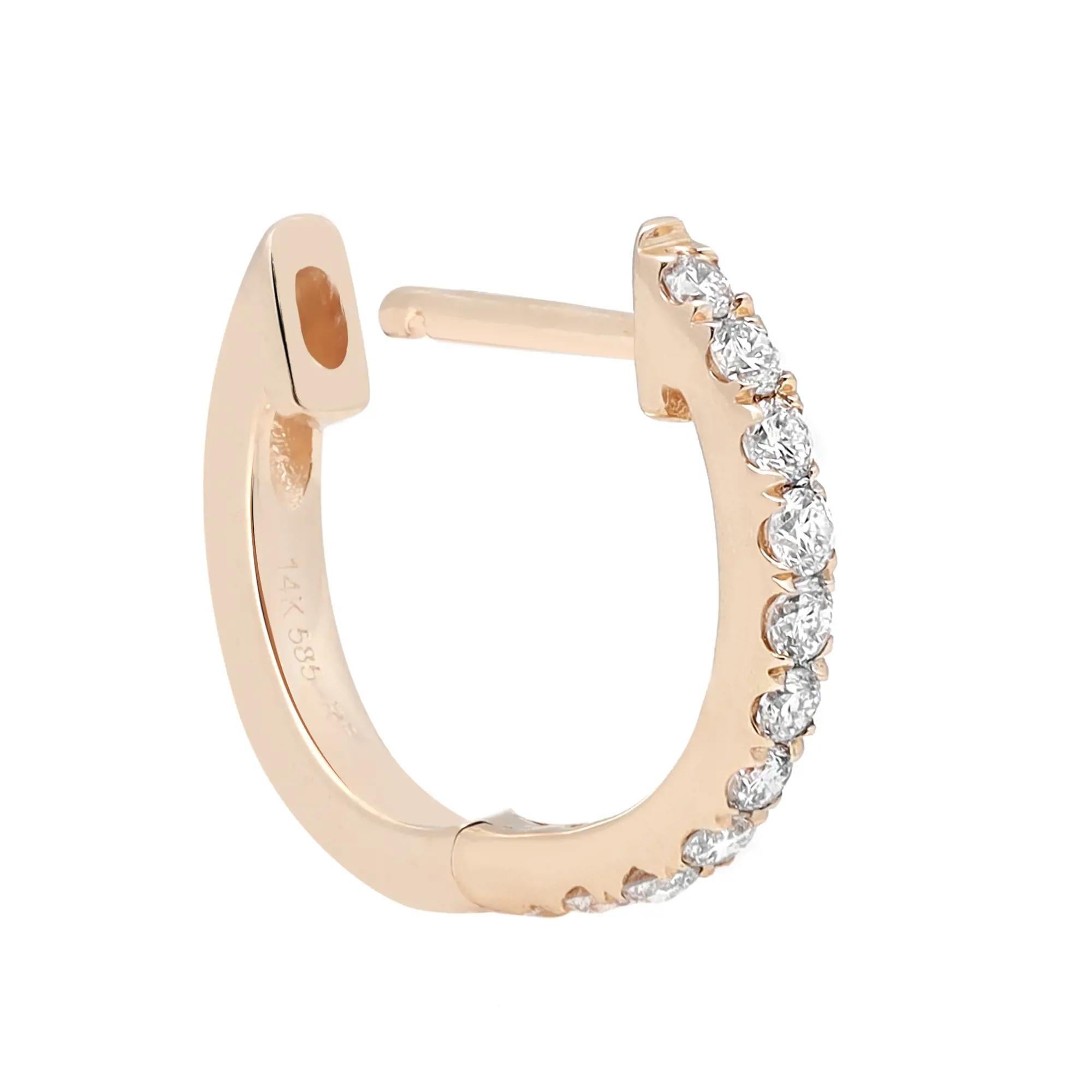 Rachel Koen 0.21cttw Round Cut Diamond Huggie Earrings 14K Yellow Gold In New Condition For Sale In New York, NY