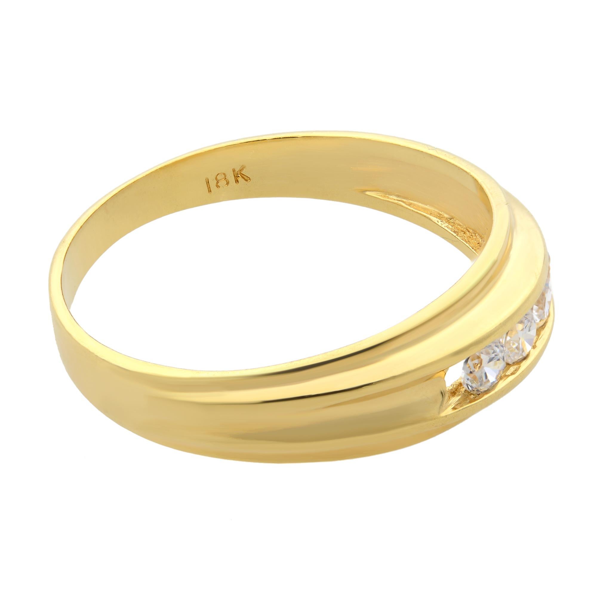 Modern Rachel Koen 0.25Cttw Diamond Band Ring 18K Yellow Gold For Sale
