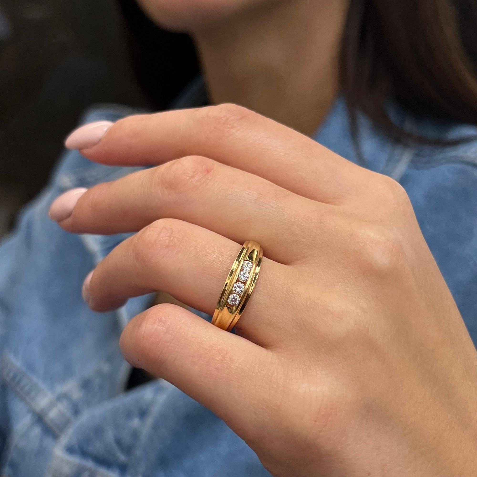 Rachel Koen 0,25 Gesamtkaratgewicht Diamant-Ring 18K Gelbgold Damen im Angebot