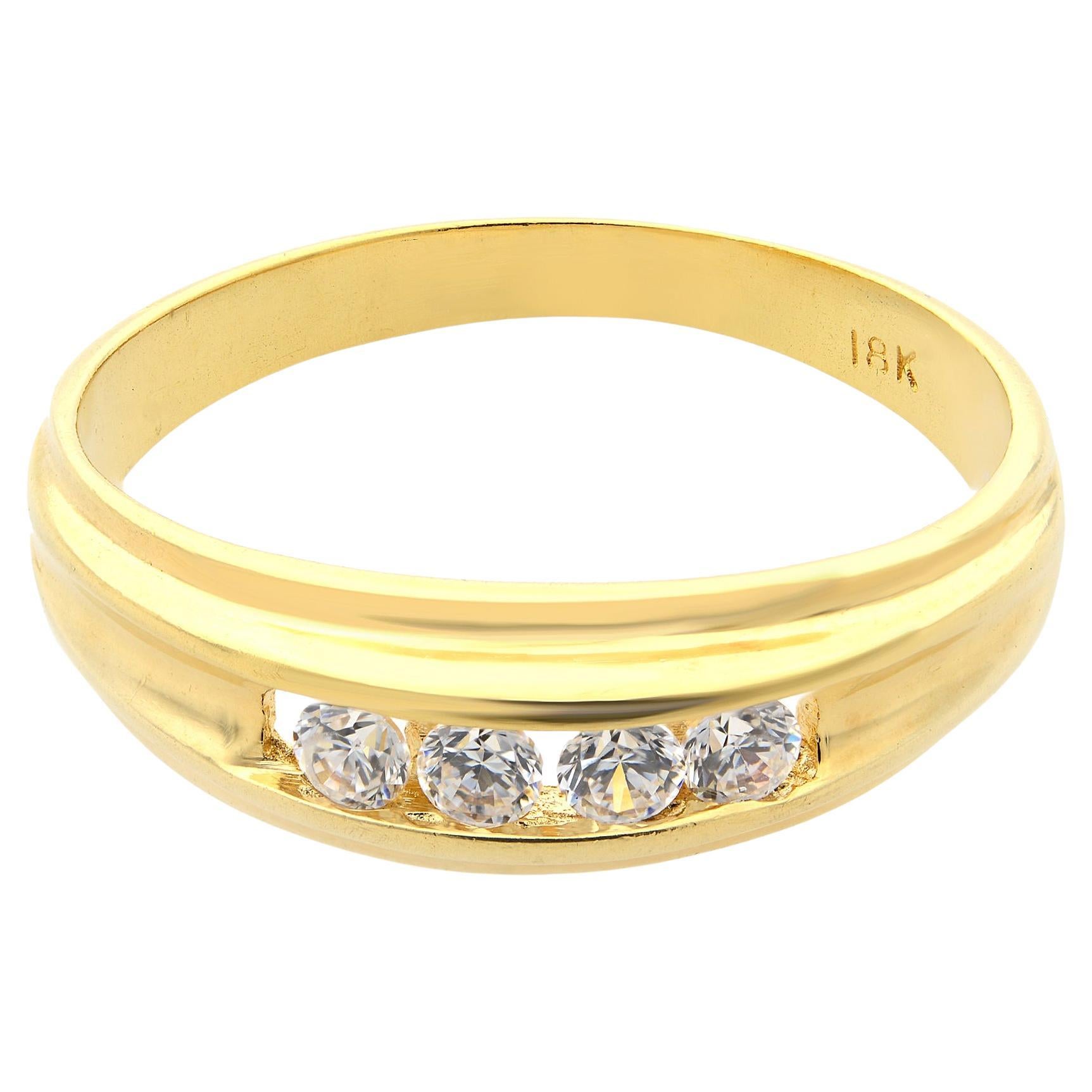 Rachel Koen 0.25Cttw Diamond Band Ring 18K Yellow Gold For Sale