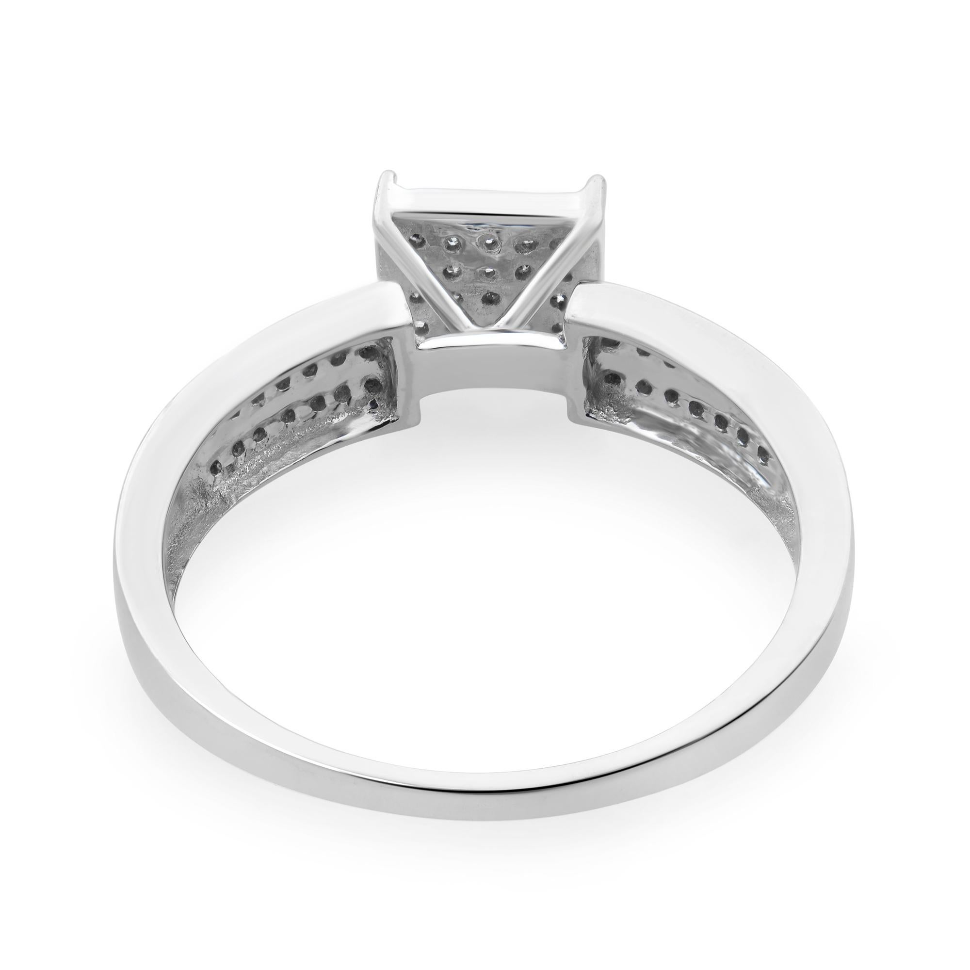 Modern Rachel Koen 0.25Cttw Diamond Cocktail Ring 14K White Gold For Sale