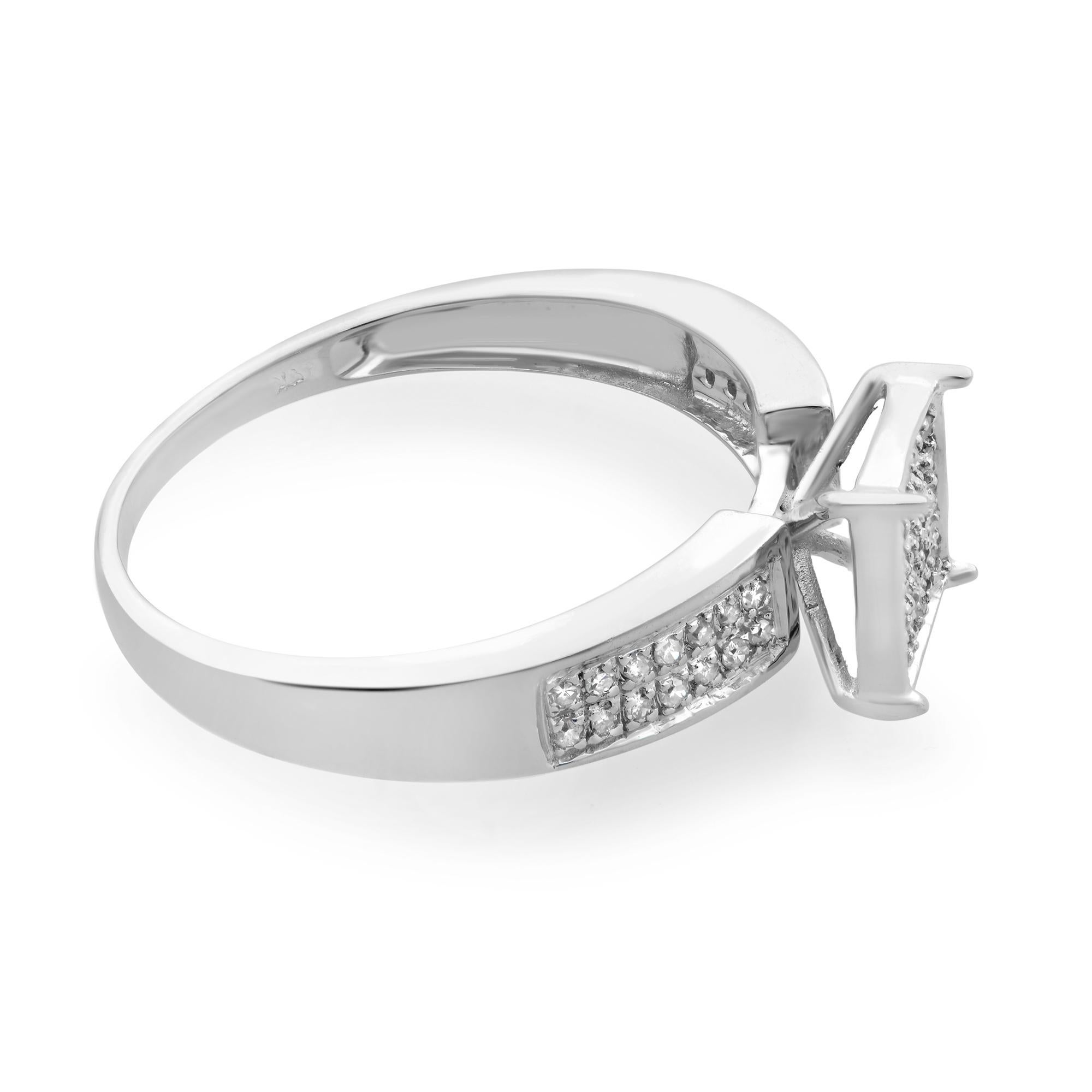 Round Cut Rachel Koen 0.25Cttw Diamond Cocktail Ring 14K White Gold For Sale