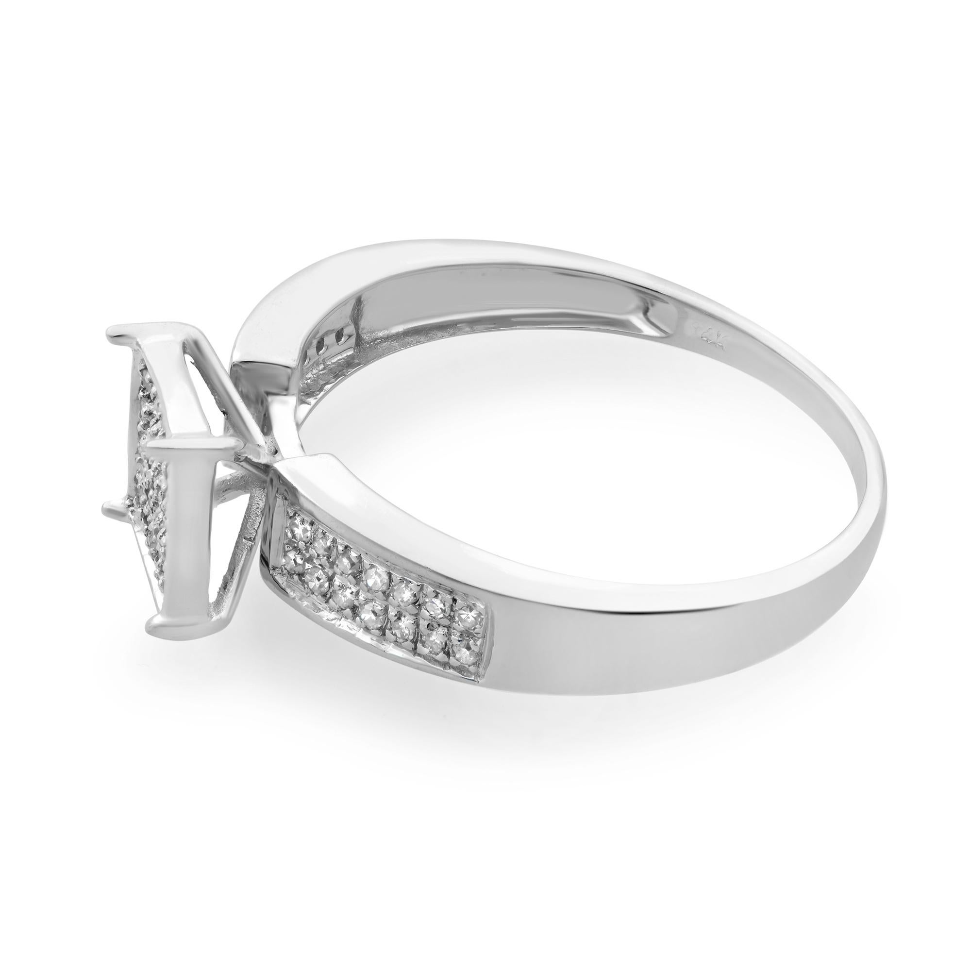 Rachel Koen 0.25Cttw Diamond Cocktail Ring 14K White Gold In Excellent Condition For Sale In New York, NY