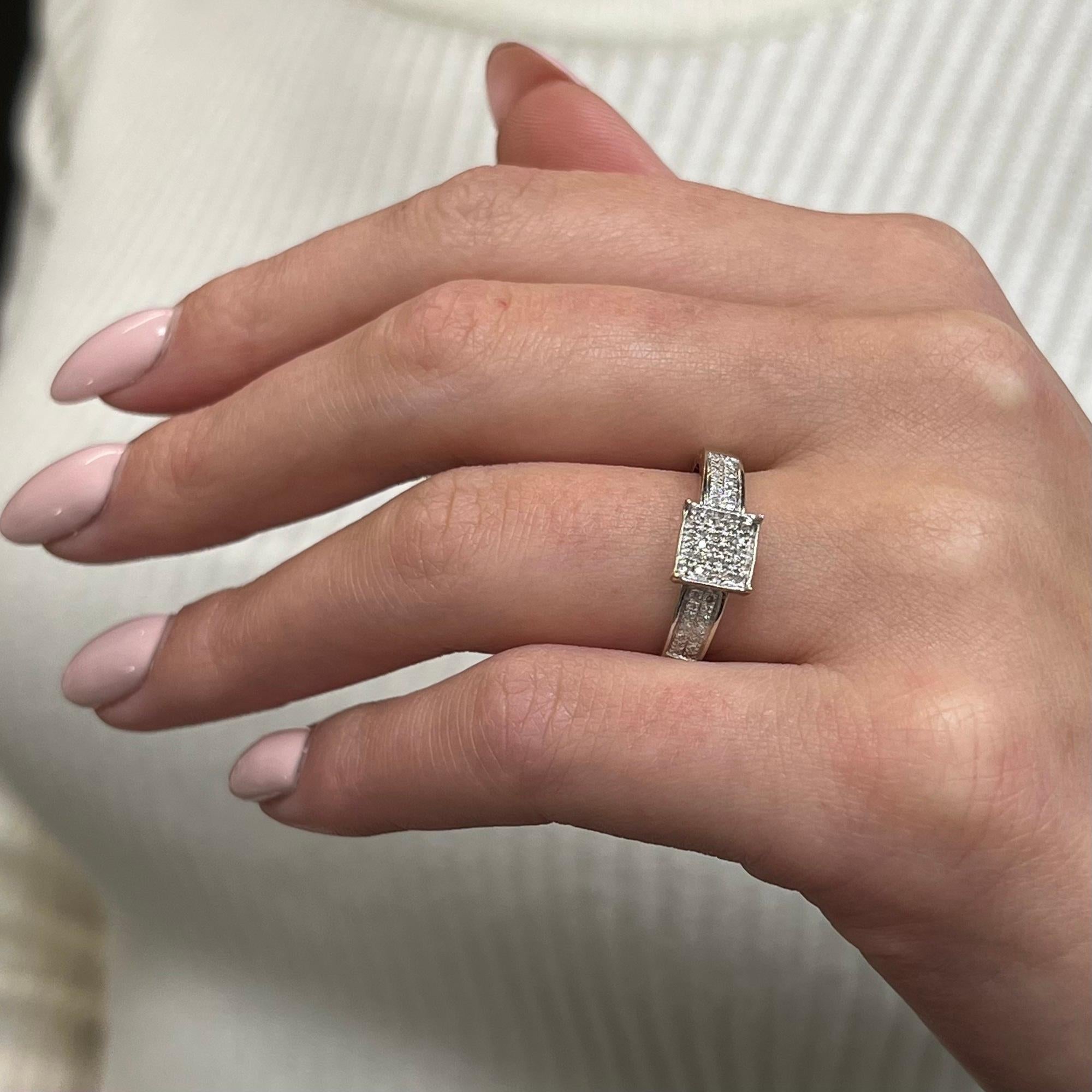 Women's Rachel Koen 0.25Cttw Diamond Cocktail Ring 14K White Gold For Sale