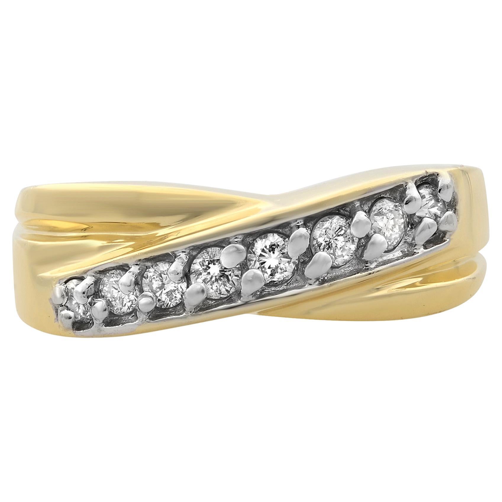 Rachel Koen 0.25cttw Diamond Ladies Band Ring 14K Yellow Gold For Sale