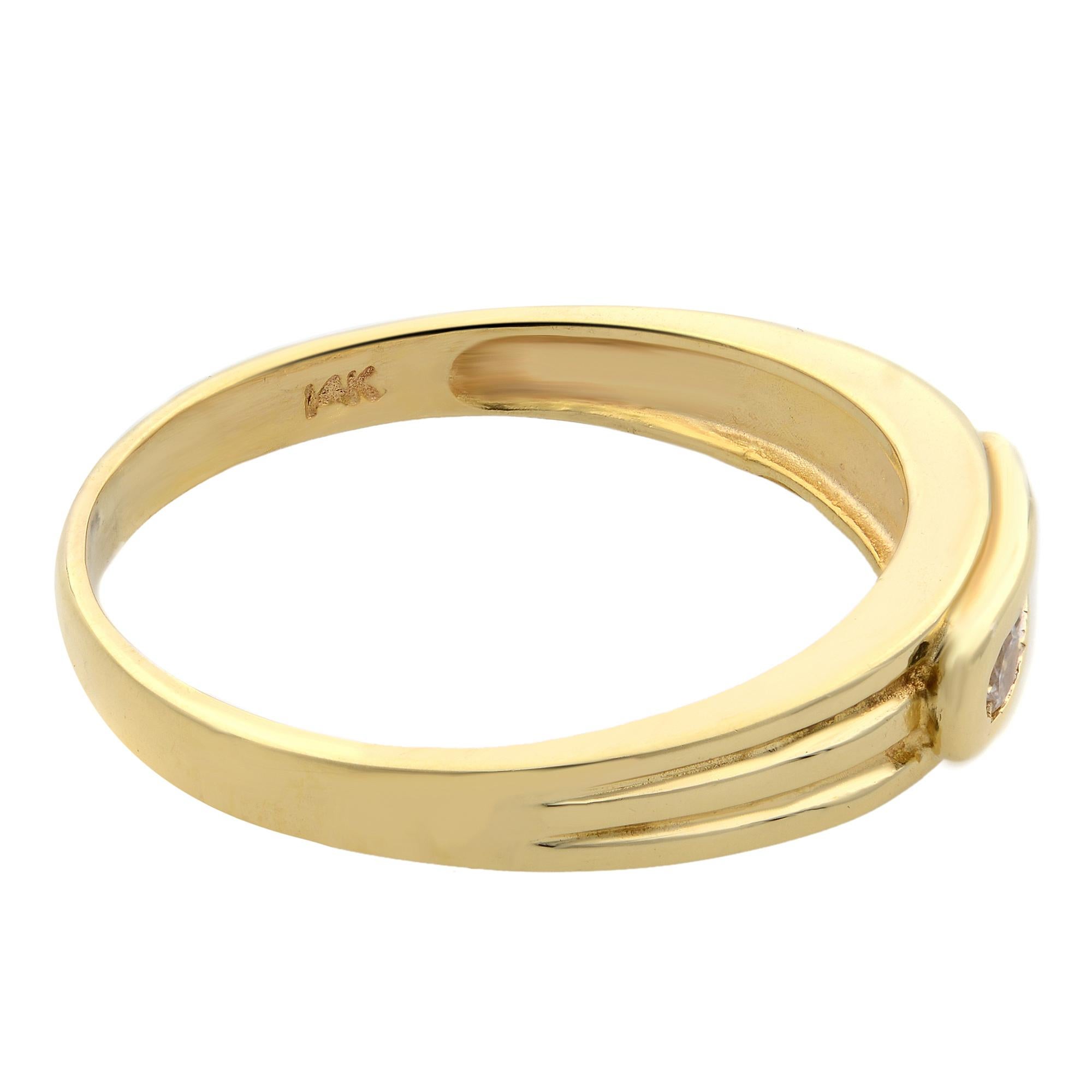 Round Cut Rachel Koen 0.25Cttw Diamond Ladies Band Ring 14K Yellow Gold Size 9.75 For Sale