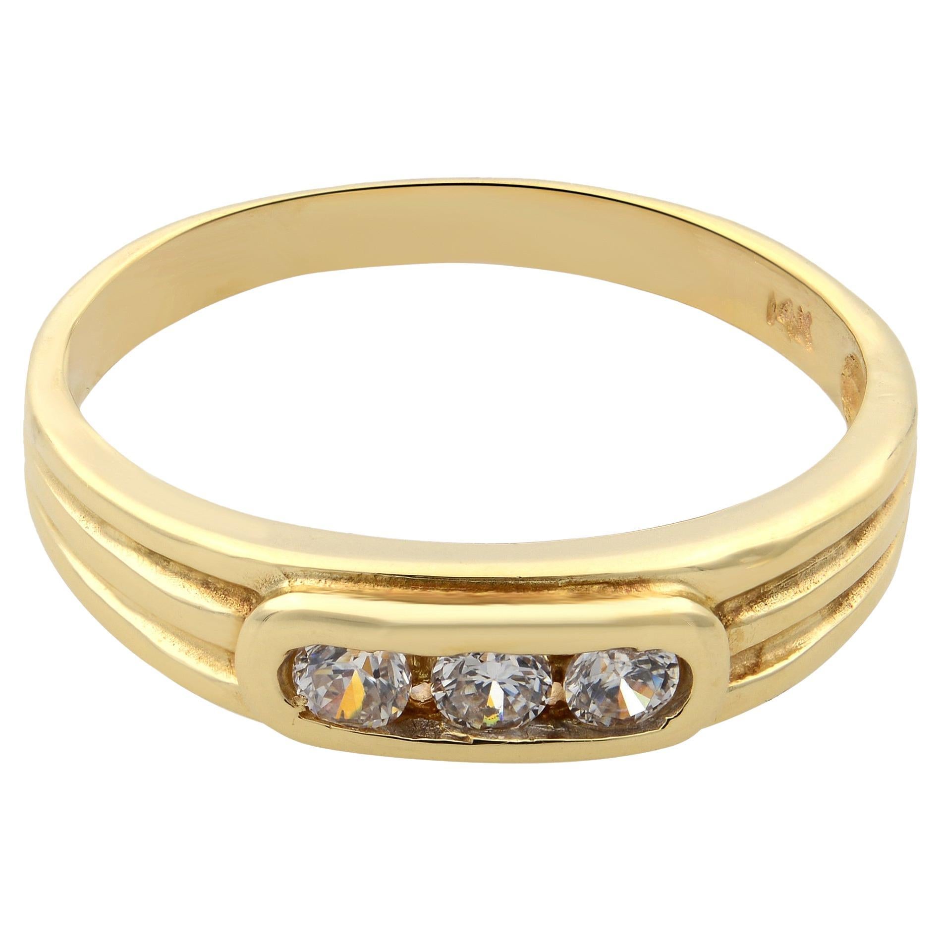 Rachel Koen 0.25Cttw Diamond Ladies Band Ring 14K Yellow Gold Size 9.75 For Sale
