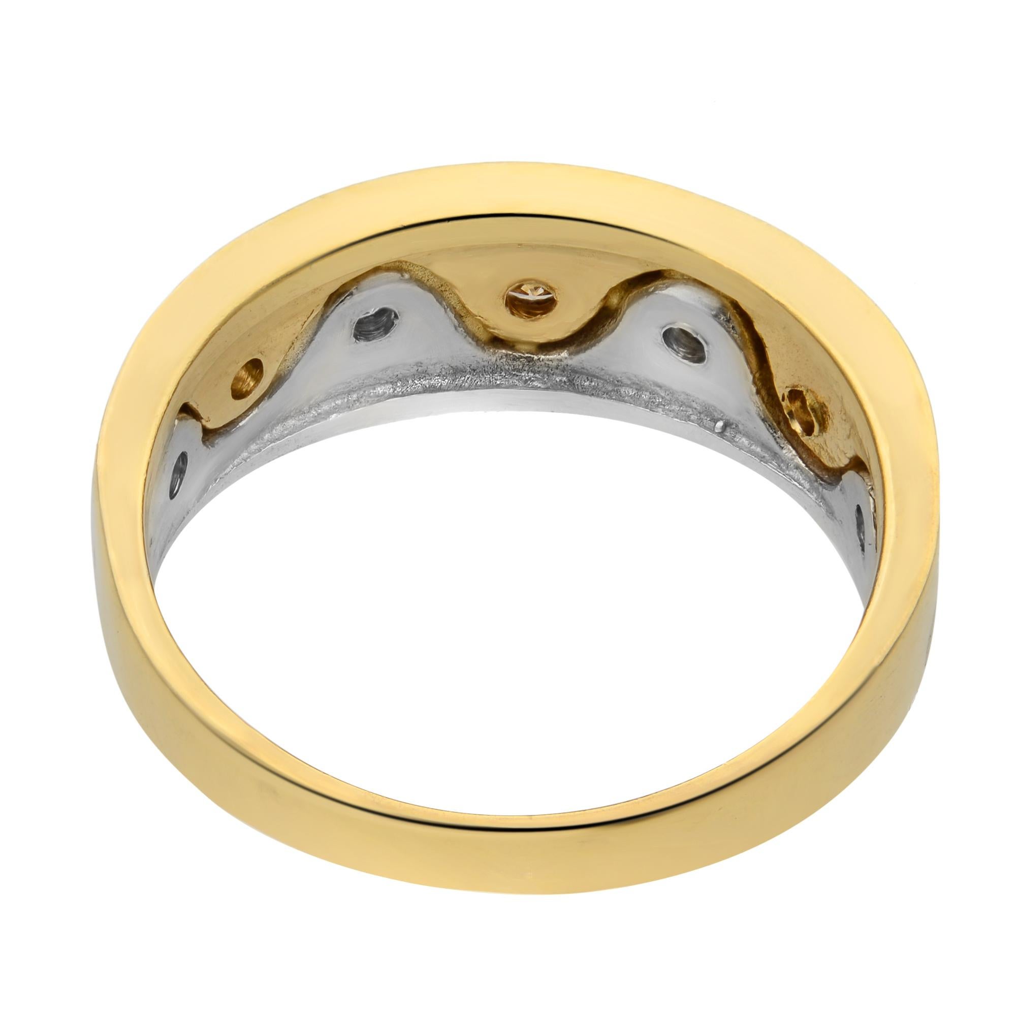 Moderno Rachel Koen 0.25Cttw Diamond Ladies Band Ring 14K Yellow & White Gold Taglia 5.75 in vendita