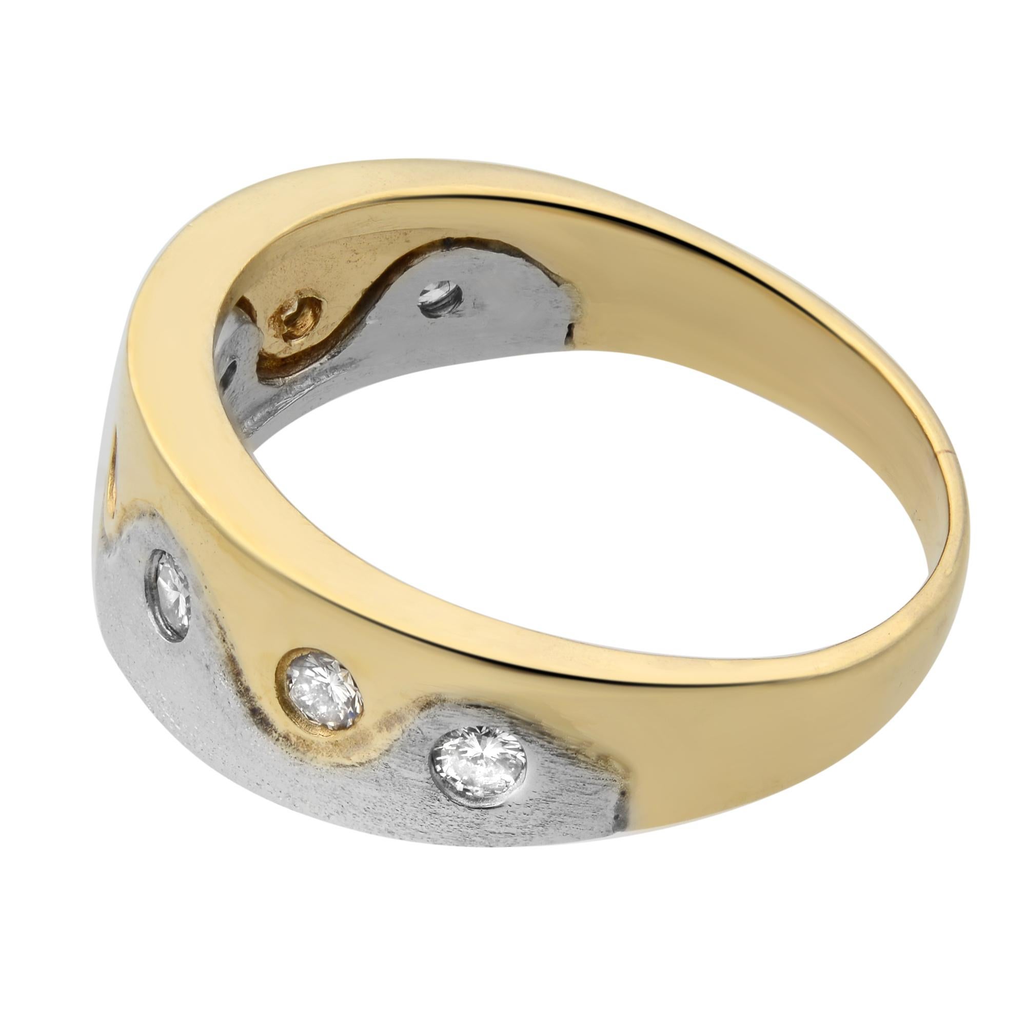 Taglio rotondo Rachel Koen 0.25Cttw Diamond Ladies Band Ring 14K Yellow & White Gold Taglia 5.75 in vendita