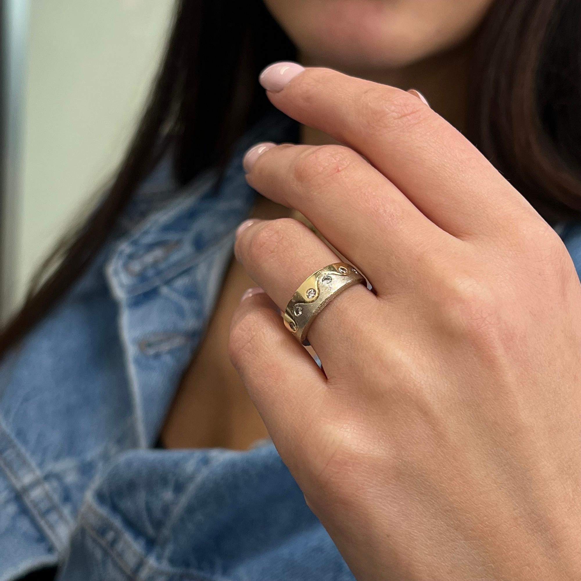 Rachel Koen 0.25Cttw Diamond Ladies Band Ring 14K Yellow & White Gold Taglia 5.75 In condizioni ottime in vendita a New York, NY