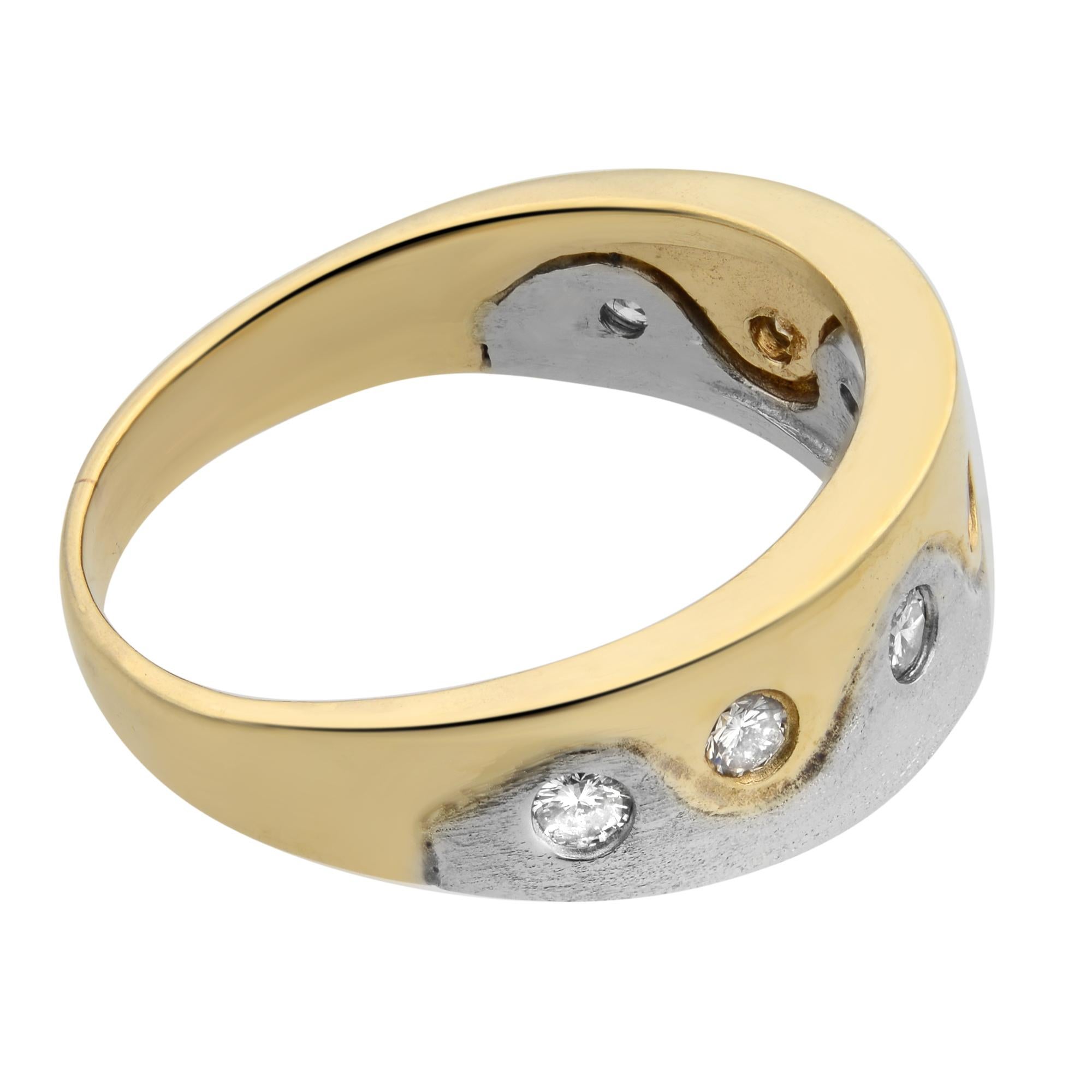 Donna Rachel Koen 0.25Cttw Diamond Ladies Band Ring 14K Yellow & White Gold Taglia 5.75 in vendita