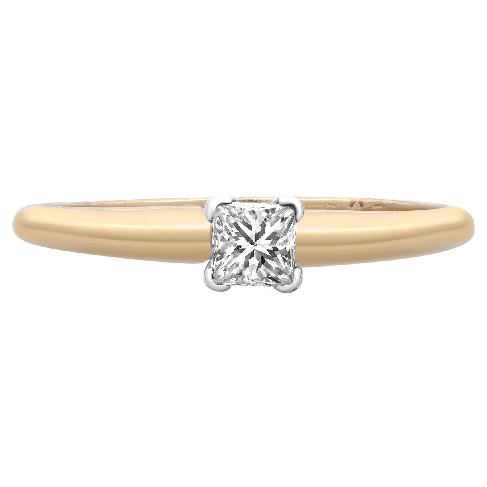 Rachel Koen 0.25cttw Princess Cut Diamond Engagement Ring 14K Yellow Gold For Sale