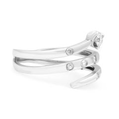 Rachel Koen 0.25Cttw Round Cut Diamond Spiral Ring 14K White Gold Size 6