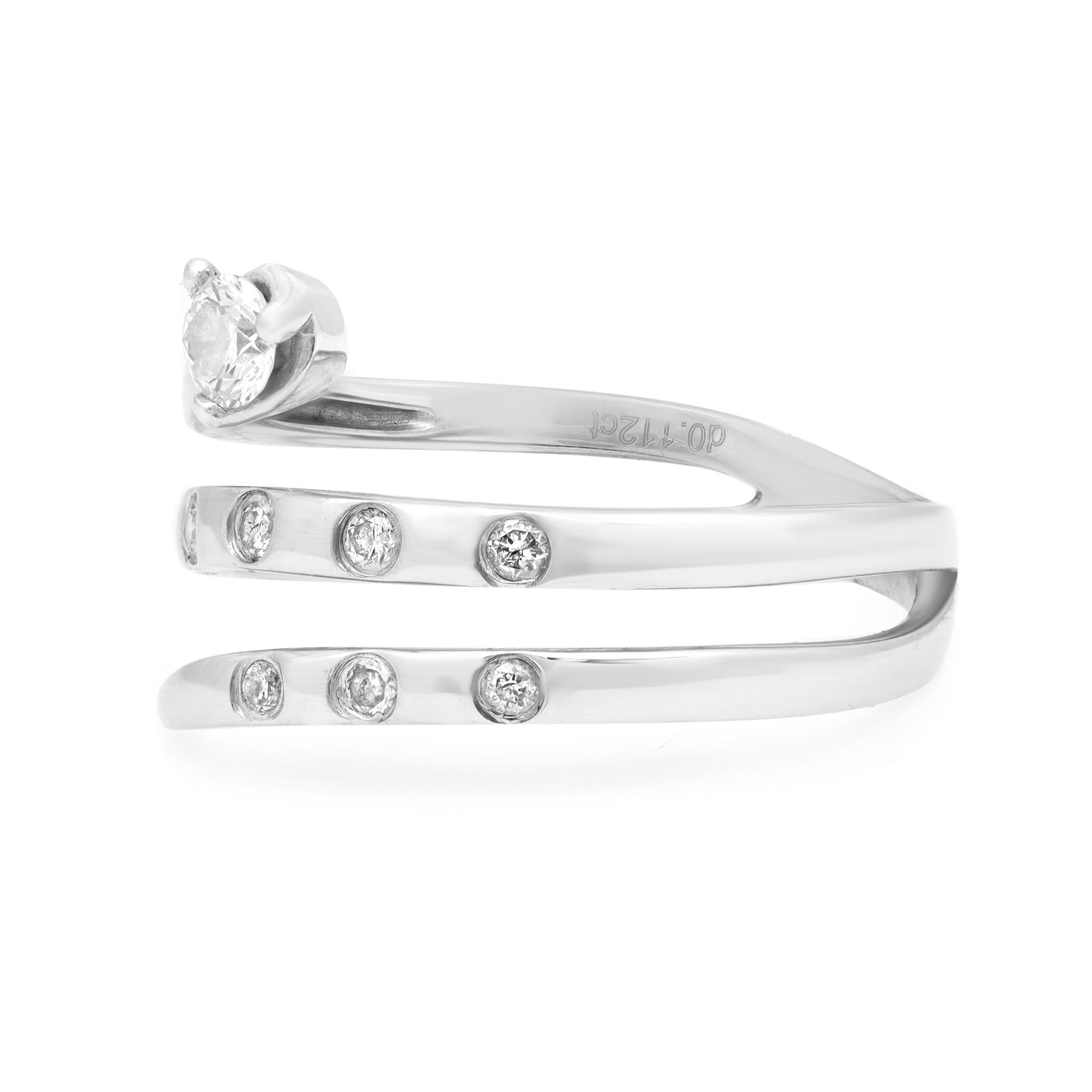 Modern Rachel Koen 0.25Cttw Round Cut Diamond Spiral Ring 14K White Gold Size 6 For Sale