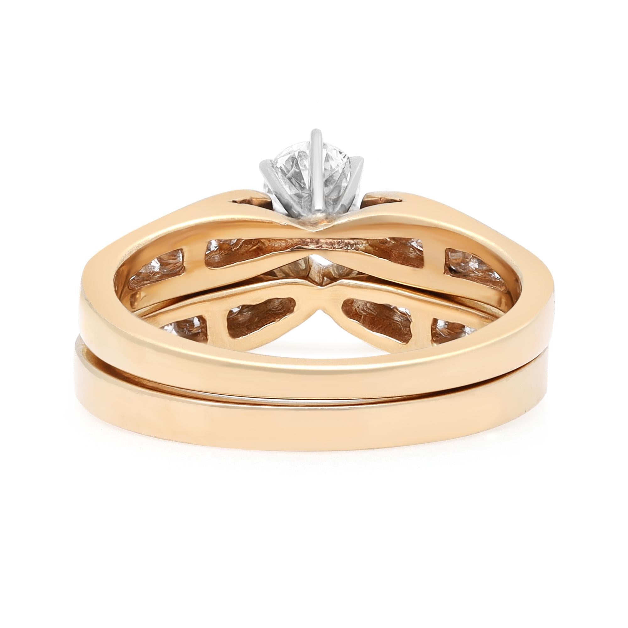 Modern Rachel Koen 0.27cttw Round Cut Diamond Bridal Ring Set 14K Yellow Gold For Sale