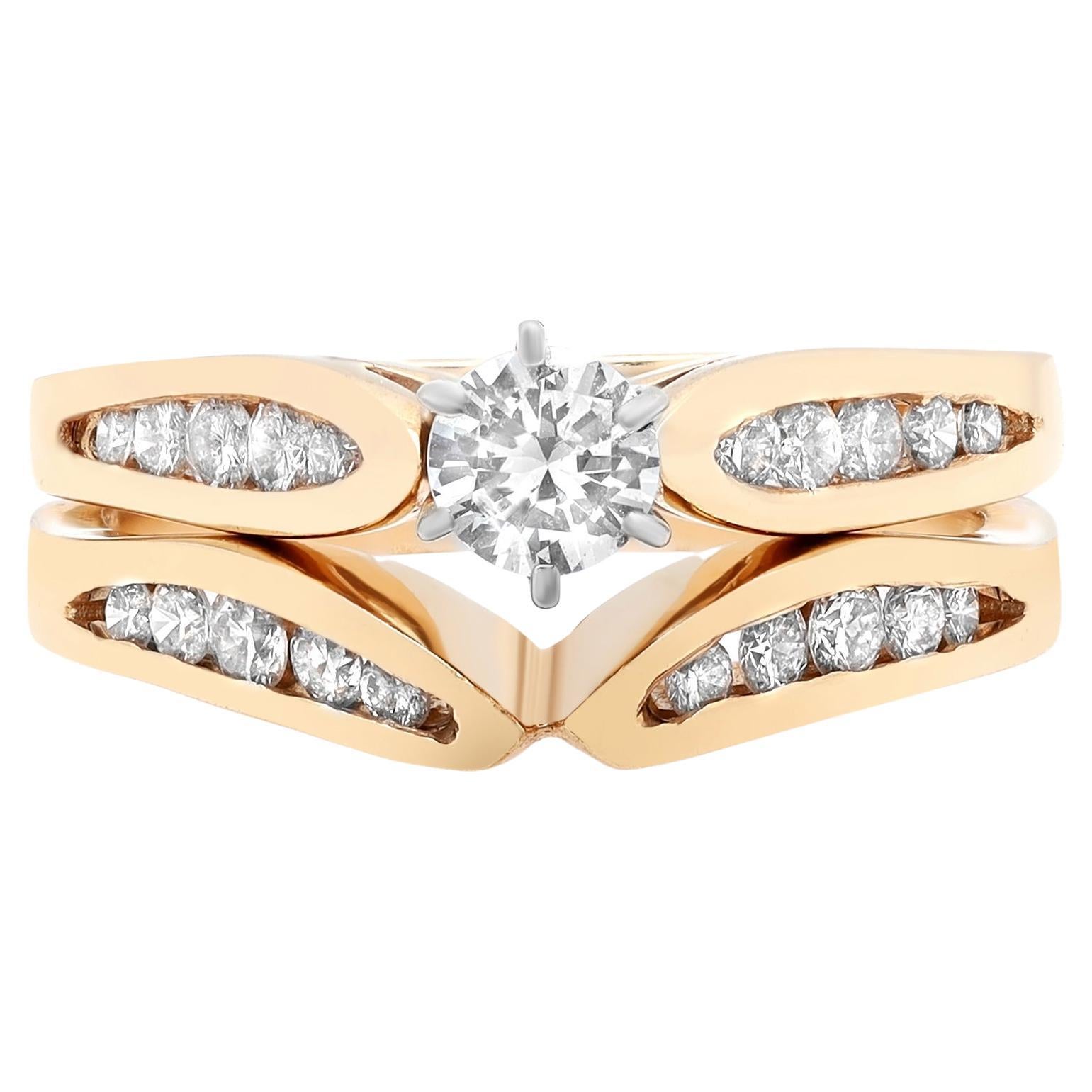 Rachel Koen 0.27cttw Round Cut Diamond Bridal Ring Set 14K Yellow Gold