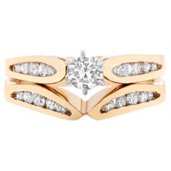 Rachel Koen Bague de mariage en or jaune 14 carats sertie d'un diamant taille ronde de 0,27 carat