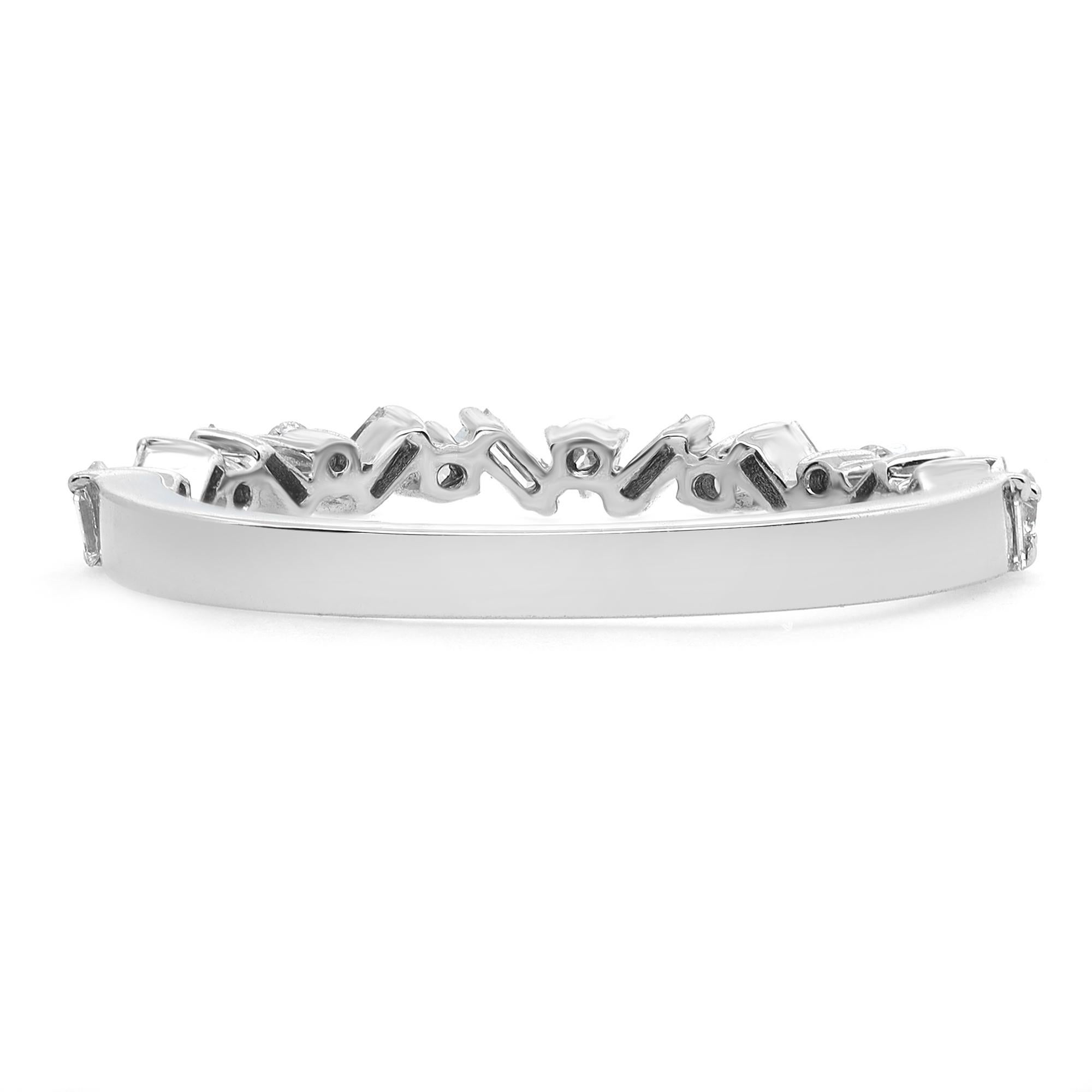 Modern Rachel Koen 0.30Cttw Baguette & Round Cut Diamond Ring 18K White Gold For Sale