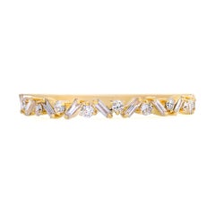 Rachel Koen Bague en or jaune 18 carats avec diamants taille baguette et ronde de 0,30 carat au total Taille SZ 6,75