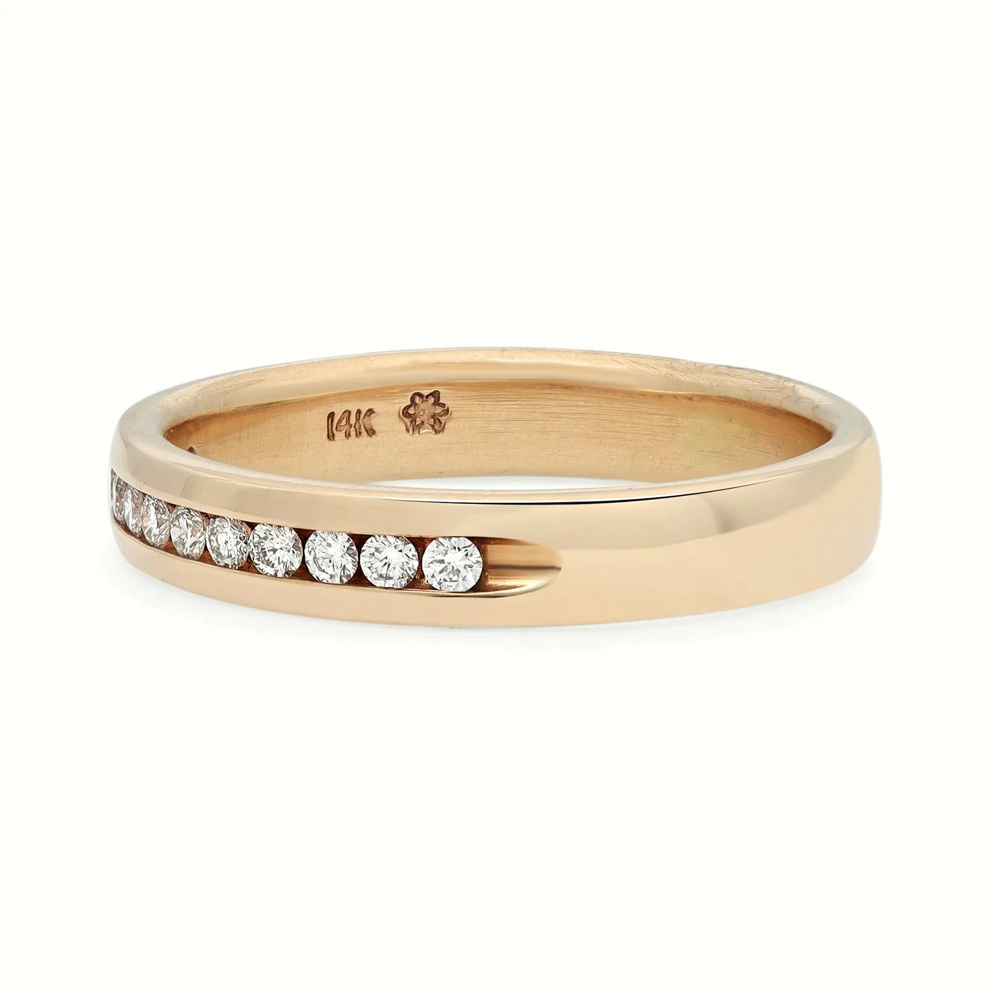 Modern Rachel Koen 0.30Cttw Round Diamond Wedding Band Ring 14K Yellow Gold Size 11 For Sale