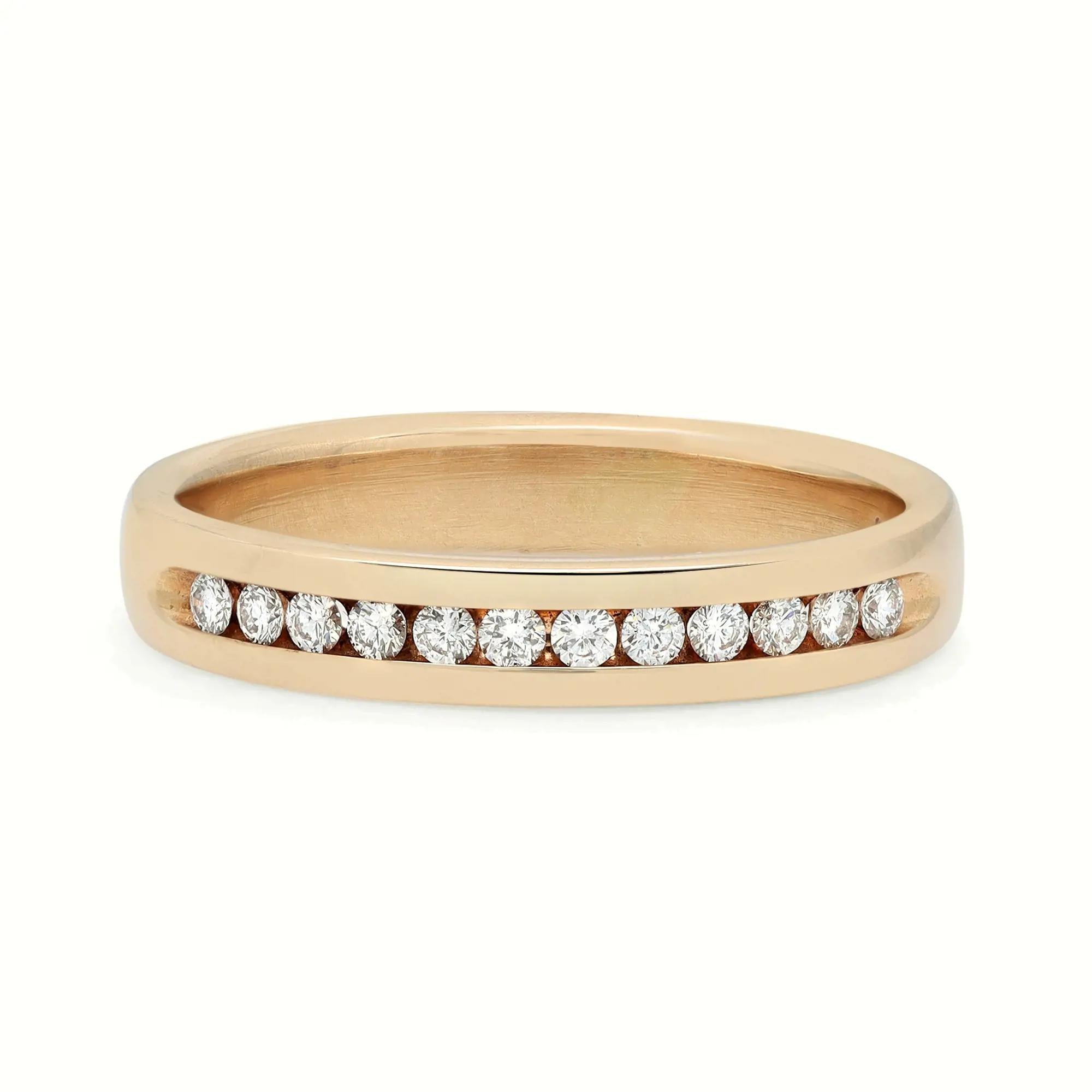 Rachel Koen 0.30Cttw Round Diamond Wedding Band Ring 14K Yellow Gold Size 11 For Sale