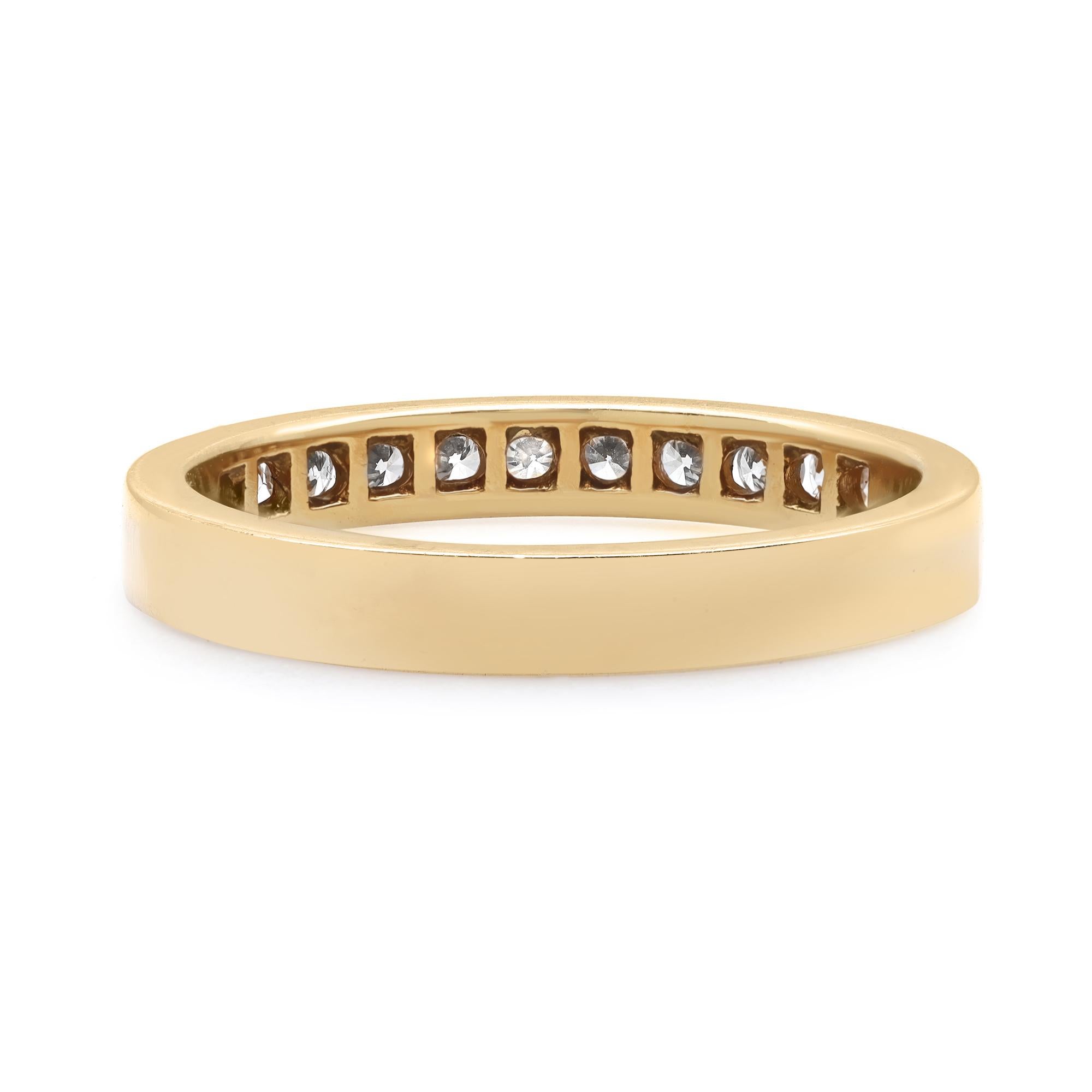 Modern Rachel Koen 0.32cttw Round Cut Diamond Wedding Band Ring 18K Yellow Gold For Sale