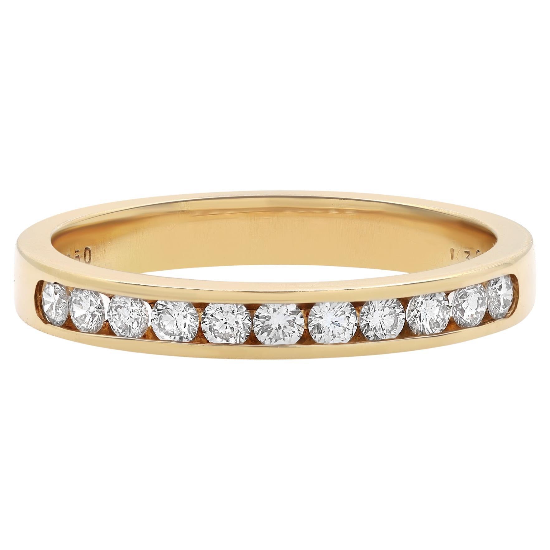 Rachel Koen 0.32cttw Round Cut Diamond Wedding Band Ring 18K Yellow Gold For Sale
