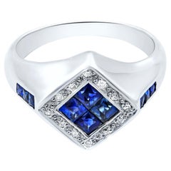Rachel Koen Bague en or blanc 14 carats avec saphir 0,36 carat et diamant 0,15 carat