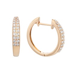 Rachel Koen 0.41cts Prong Set Round Cut Diamond Huggie Earrings 18K Yellow Gold