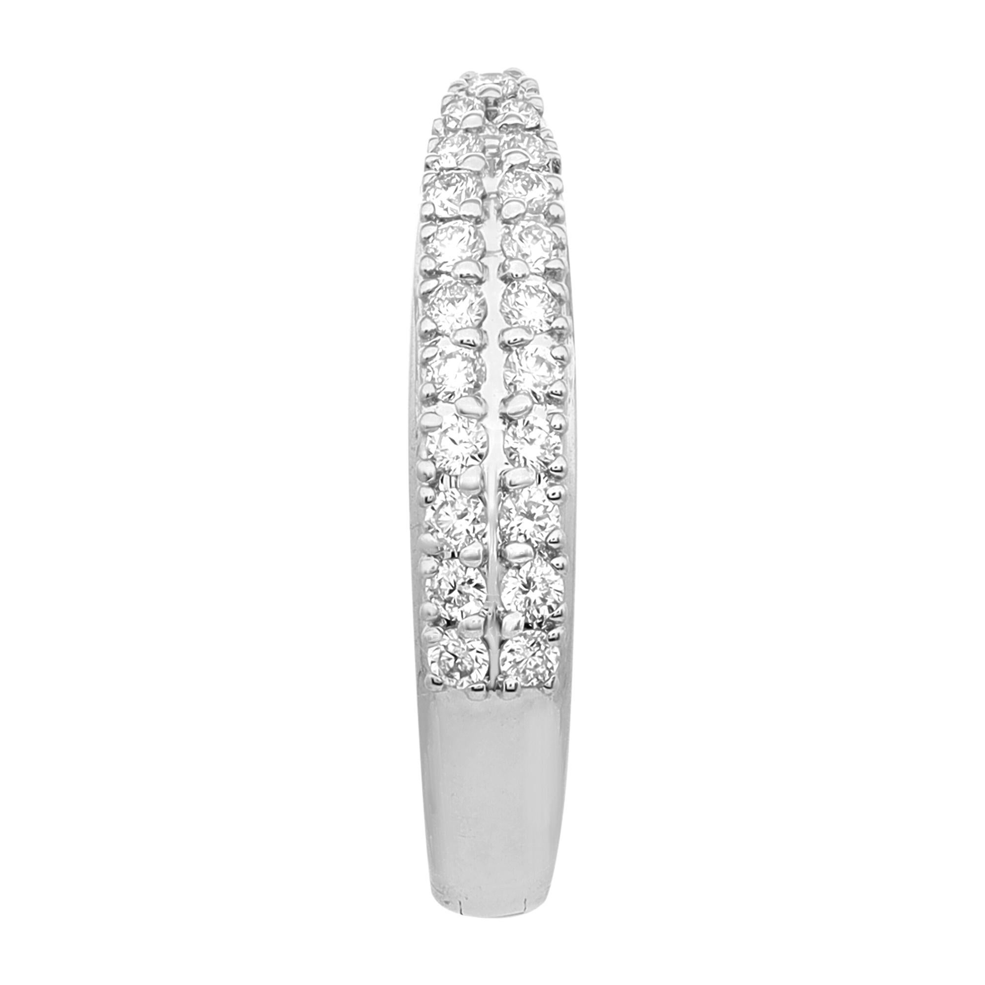 Modern Rachel Koen 0.41Ctw Prong Set Round Cut Diamond Huggie Earrings 18K White Gold For Sale