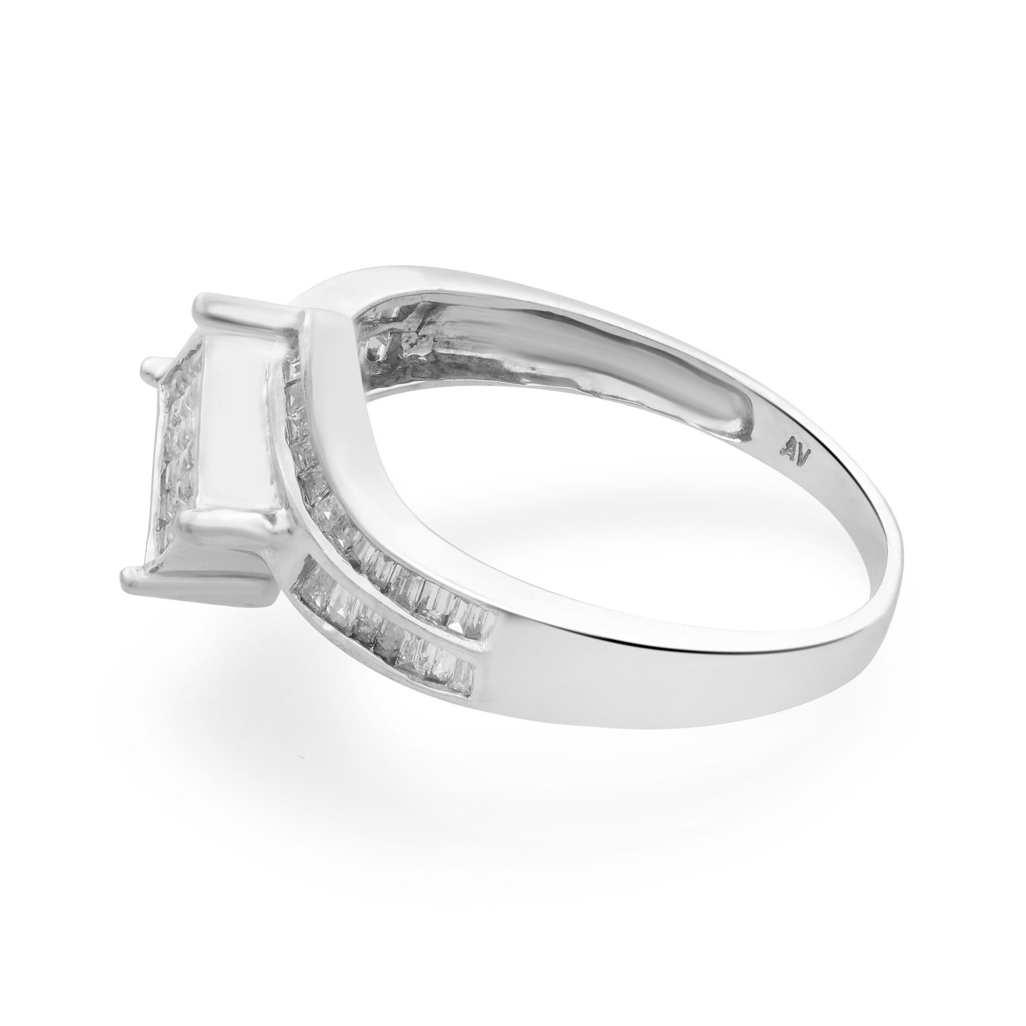 Modern Rachel Koen 0.50Cttw Baguette Cut Diamond Ladies Ring 14K White Gold For Sale