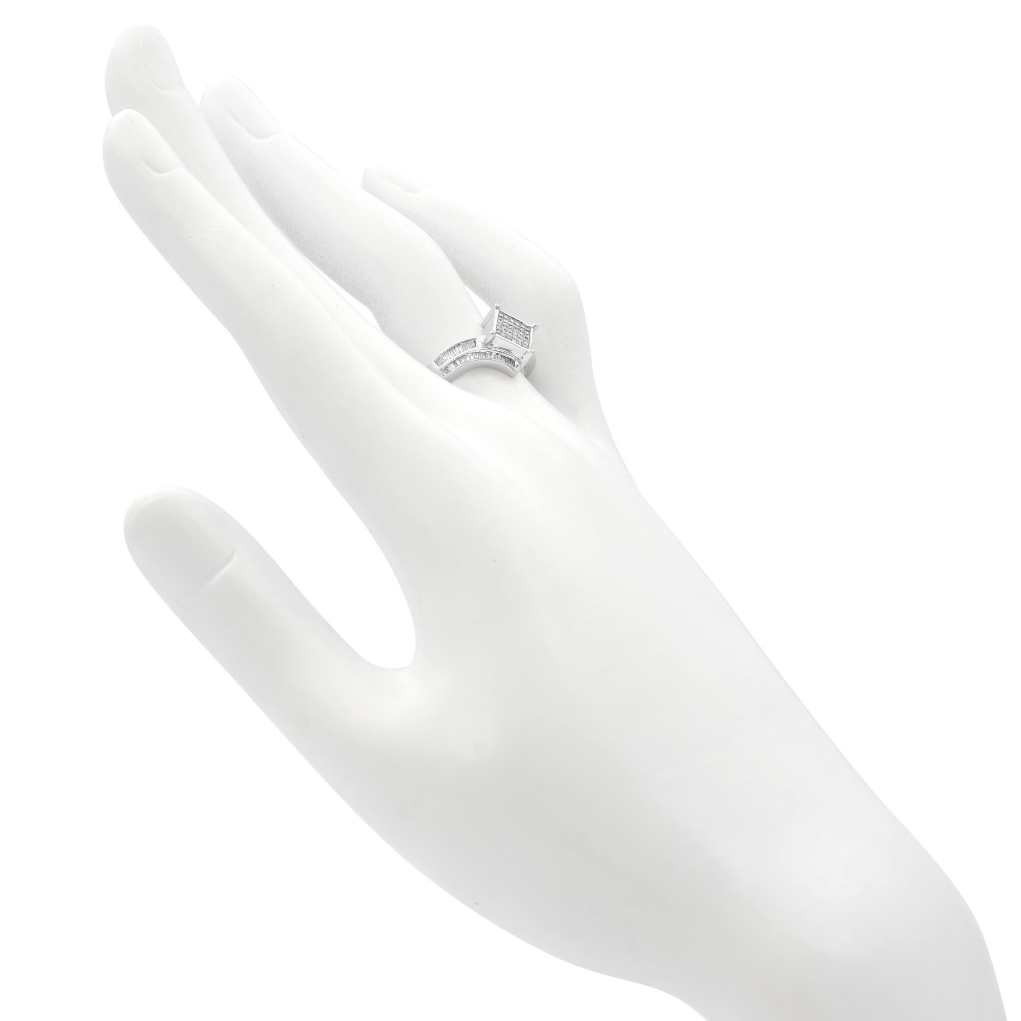 Rachel Koen 0.50Cttw Baguette Cut Diamond Ladies Ring 14K White Gold For Sale 2