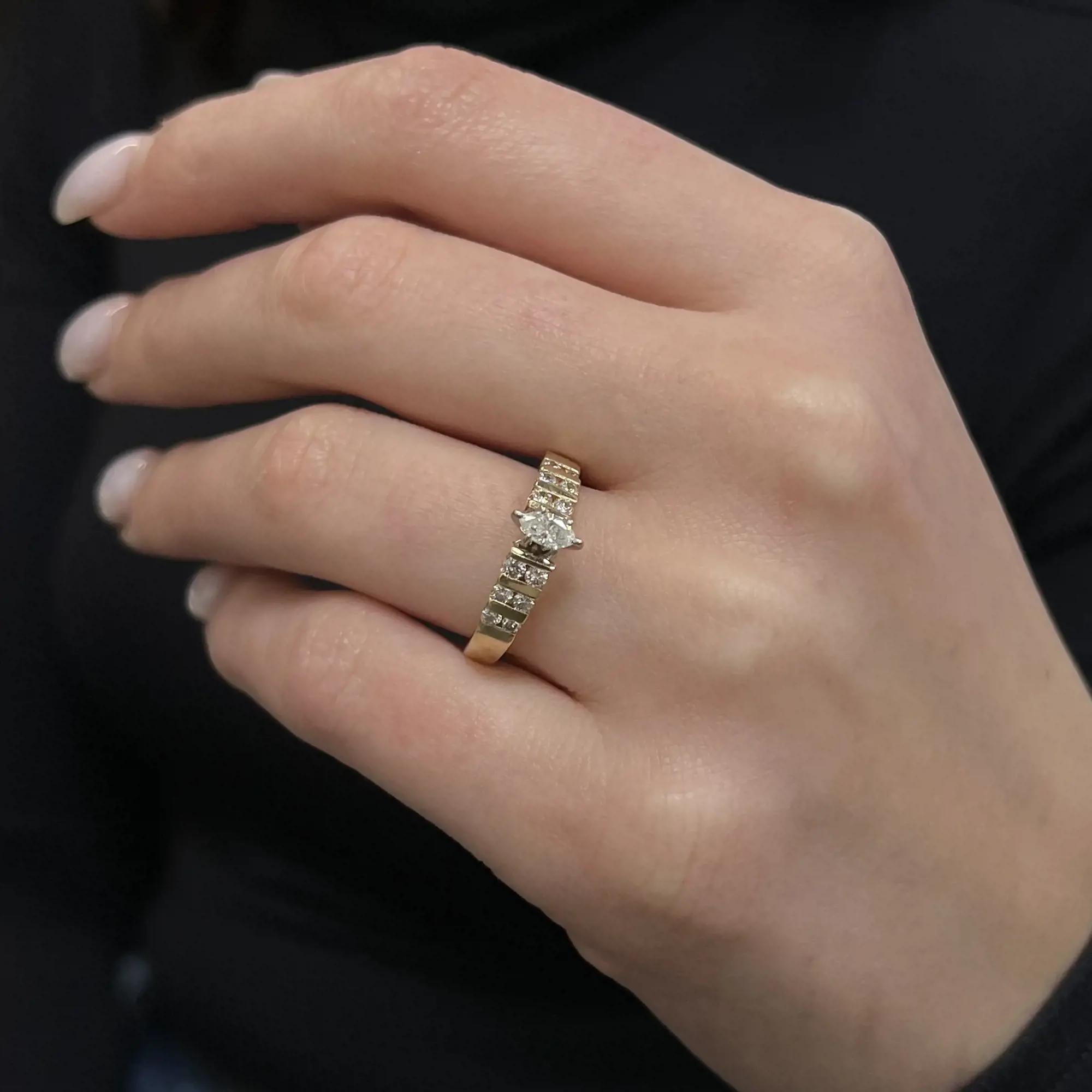 Rachel Koen, bague de fiançailles en or jaune 14 carats avec diamants marquises et ronds de 0,50 carat Pour femmes en vente
