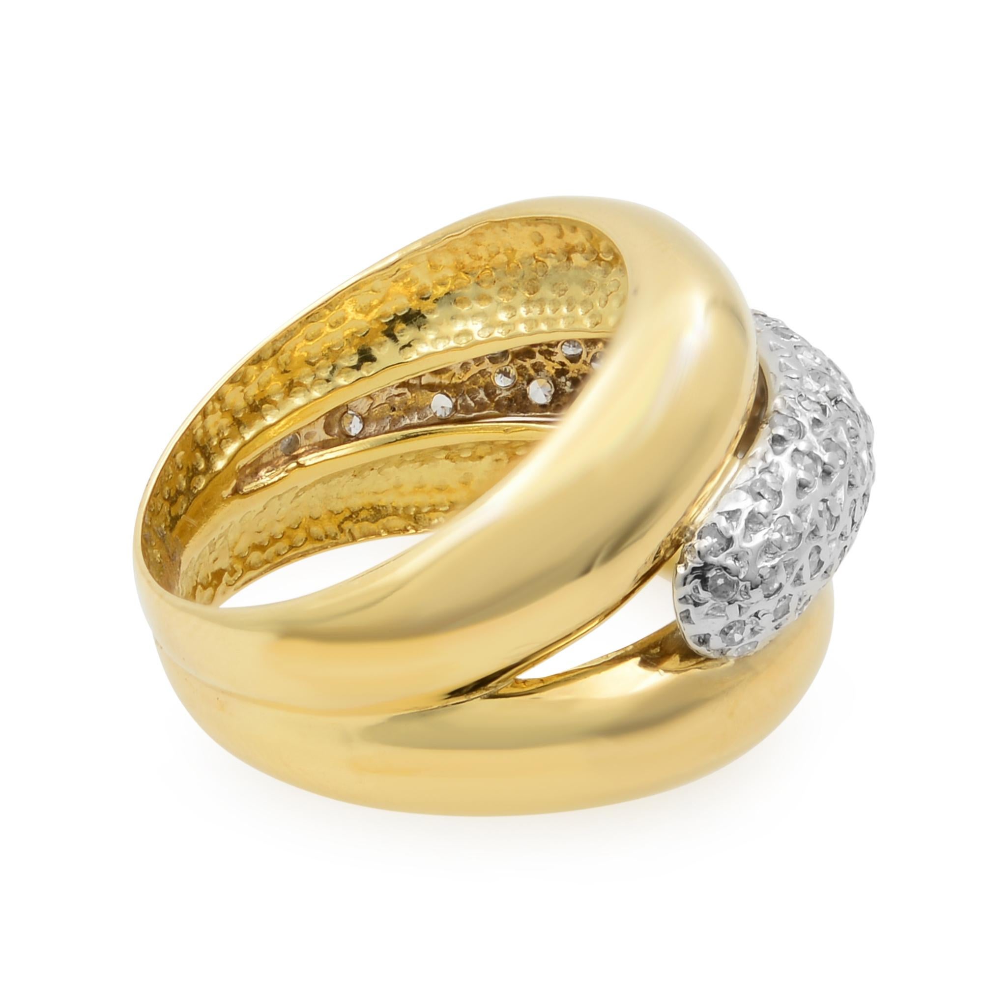 Round Cut Rachel Koen 0.50cttw Pave Set Diamond Ladies Ring 14K Yellow Gold For Sale