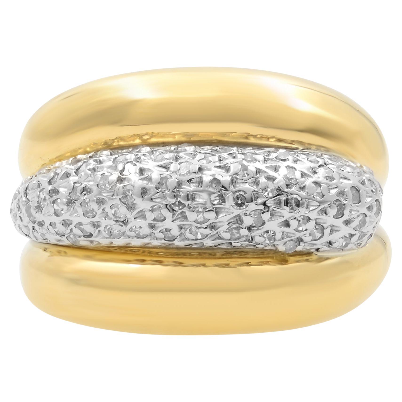 Rachel Koen: 14 Karat Gelbgold Damenring mit 0,50 Karat Diamanten in Pavé-Fassung