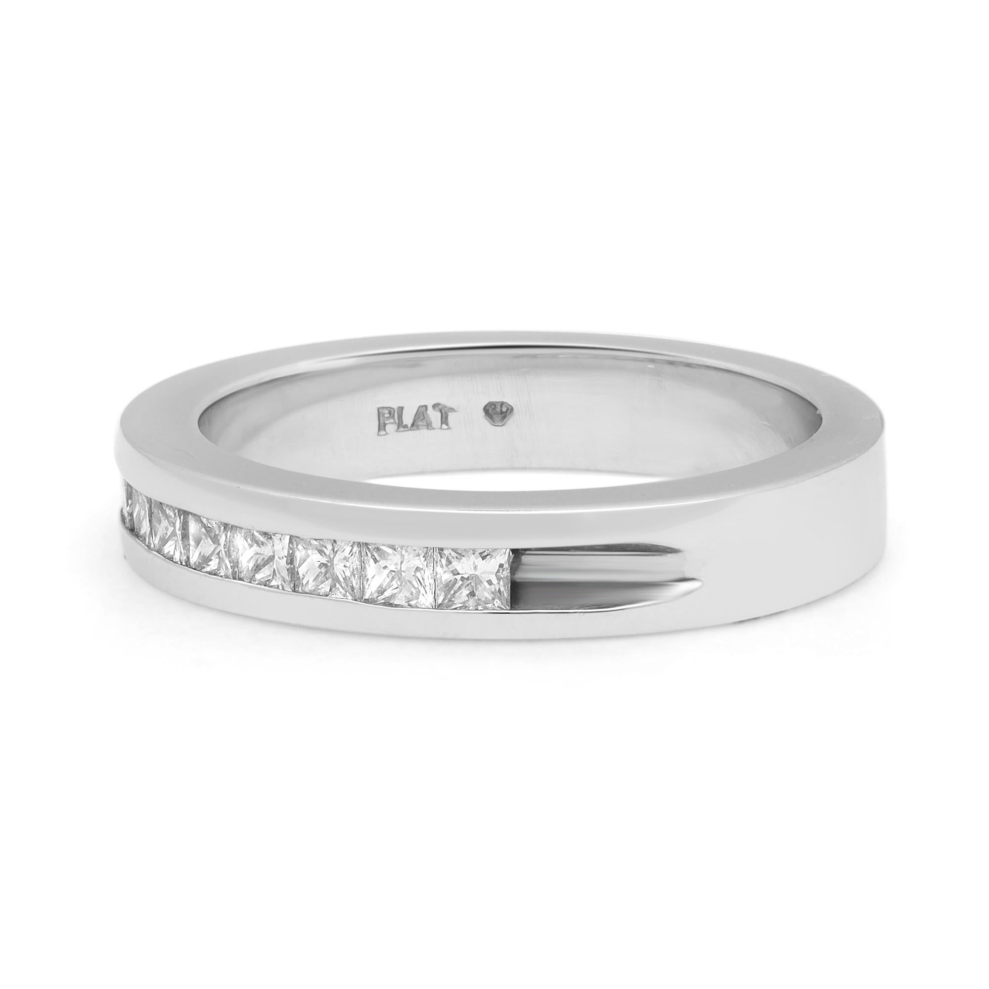 Modern Rachel Koen 0.50 Cttw Princess Cut Diamond Wedding Band Ring Platinum For Sale