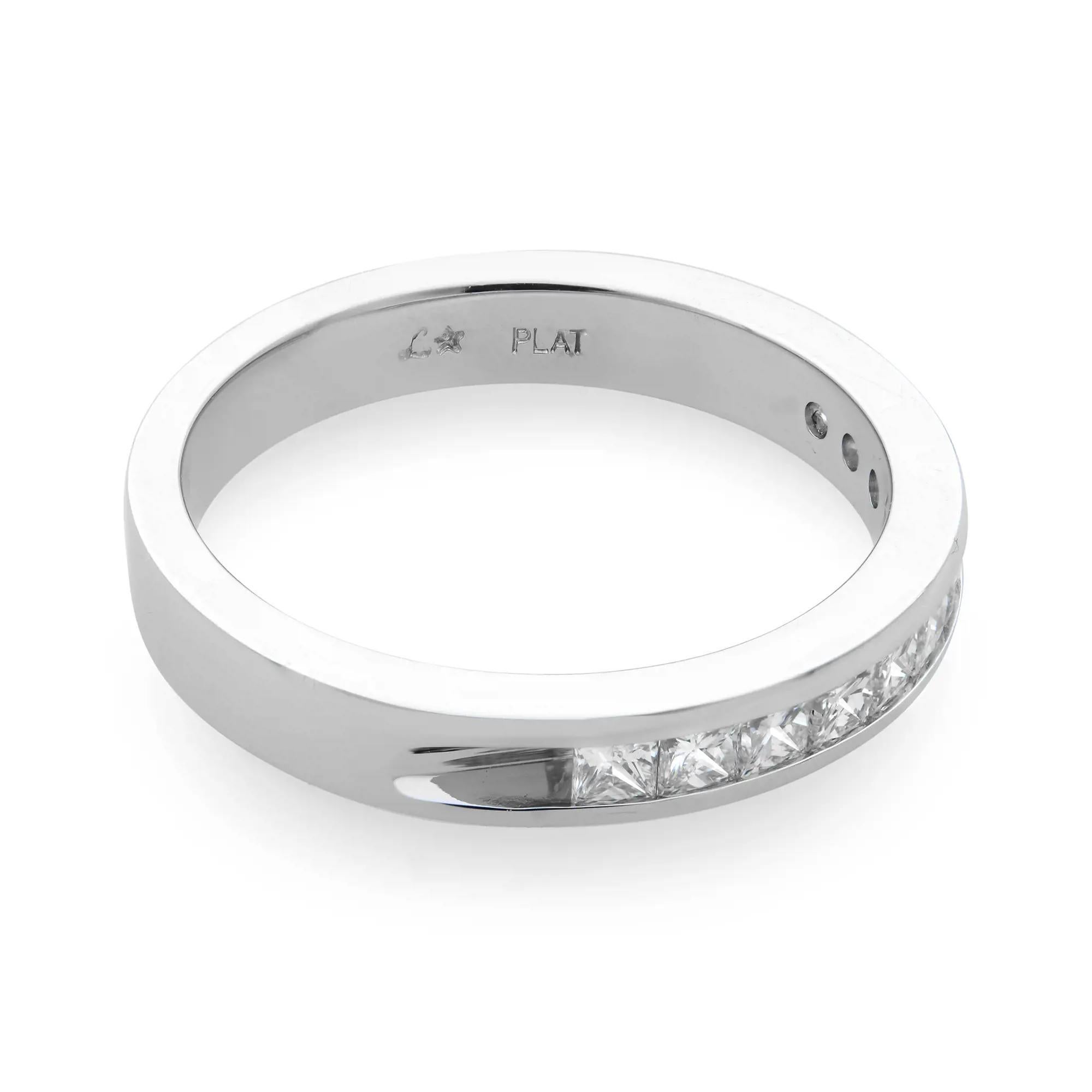 Rachel Koen Platin-Hochzeitsring mit 0,50 Gesamtkaratgewicht Diamant im Prinzessinnenschliff (Moderne) im Angebot