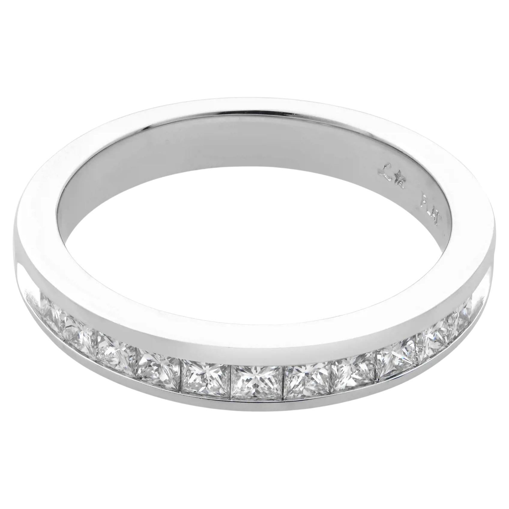 Rachel Koen Platin-Hochzeitsring mit 0,50 Gesamtkaratgewicht Diamant im Prinzessinnenschliff im Angebot