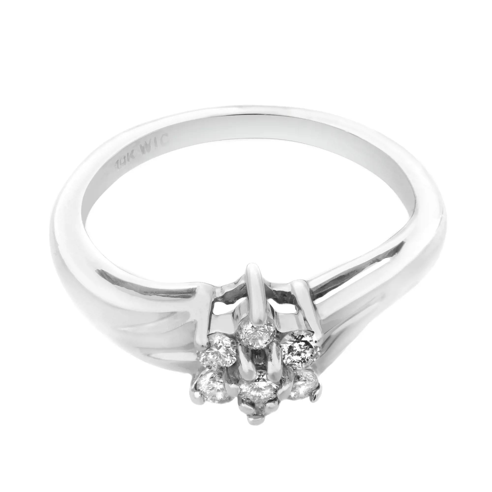 Rachel Koen 0.50Cttw Round Cut Diamond Ladies Ring 10K White Gold In Excellent Condition For Sale In New York, NY