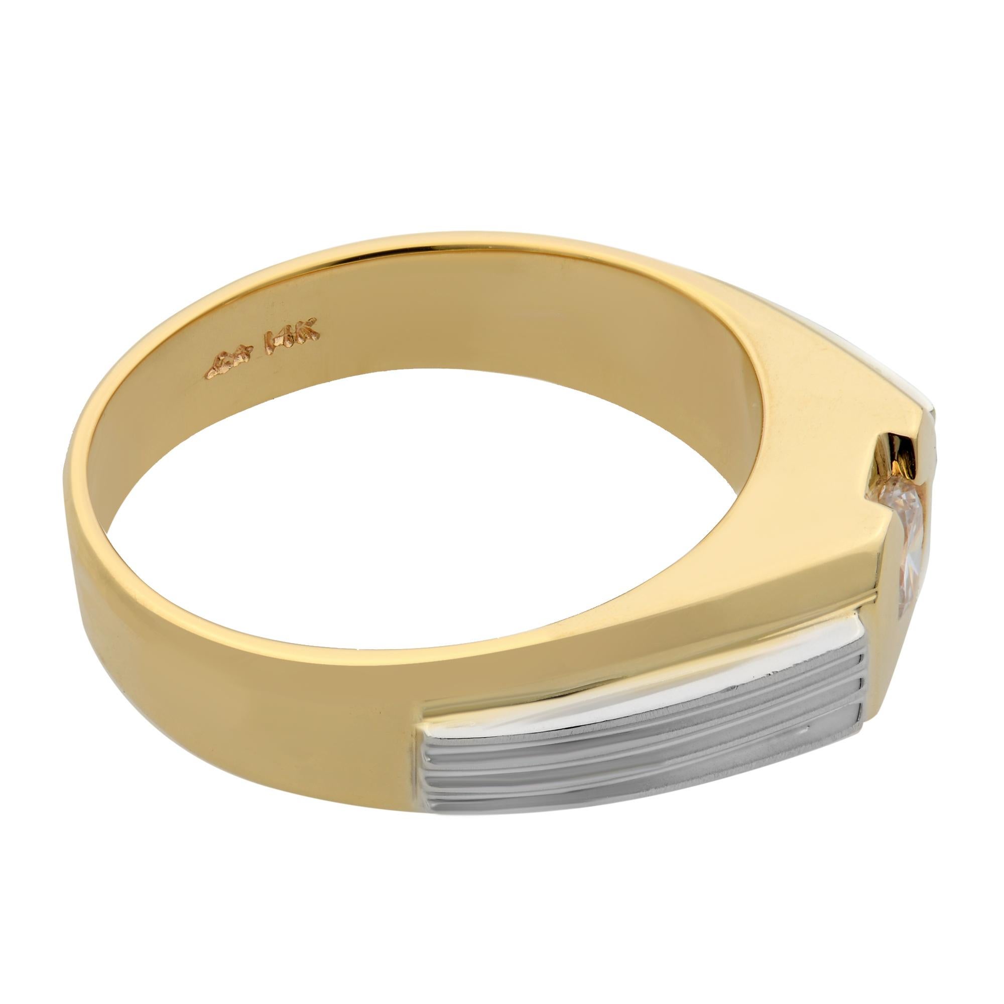 Modern Rachel Koen 0.50Cttw Round Cut Diamond Men's Band Ring 14K Yellow Gold Size 10.5 For Sale