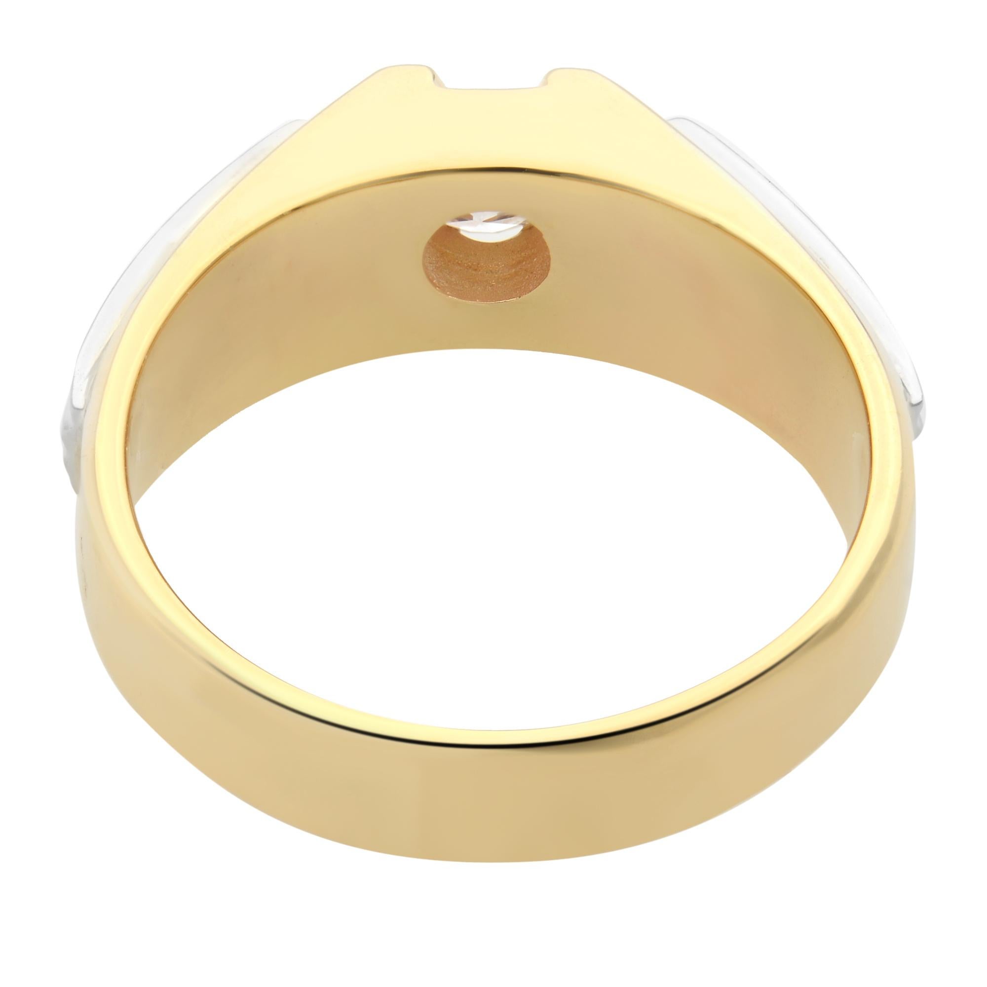 Rachel Koen 0.50Cttw Round Cut Diamond Men's Band Ring 14K Yellow Gold Size 10.5 In Excellent Condition For Sale In New York, NY
