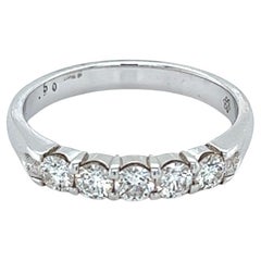 Rachel Koen Bague de mariage en or blanc 18 carats avec diamants taille ronde de 0,50 carat, taille 6,75