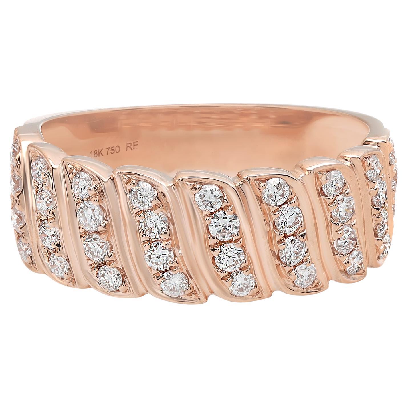 Rachel Koen 0.52Cttw Round Cut Diamond Band Ring 18K Rose Gold For Sale