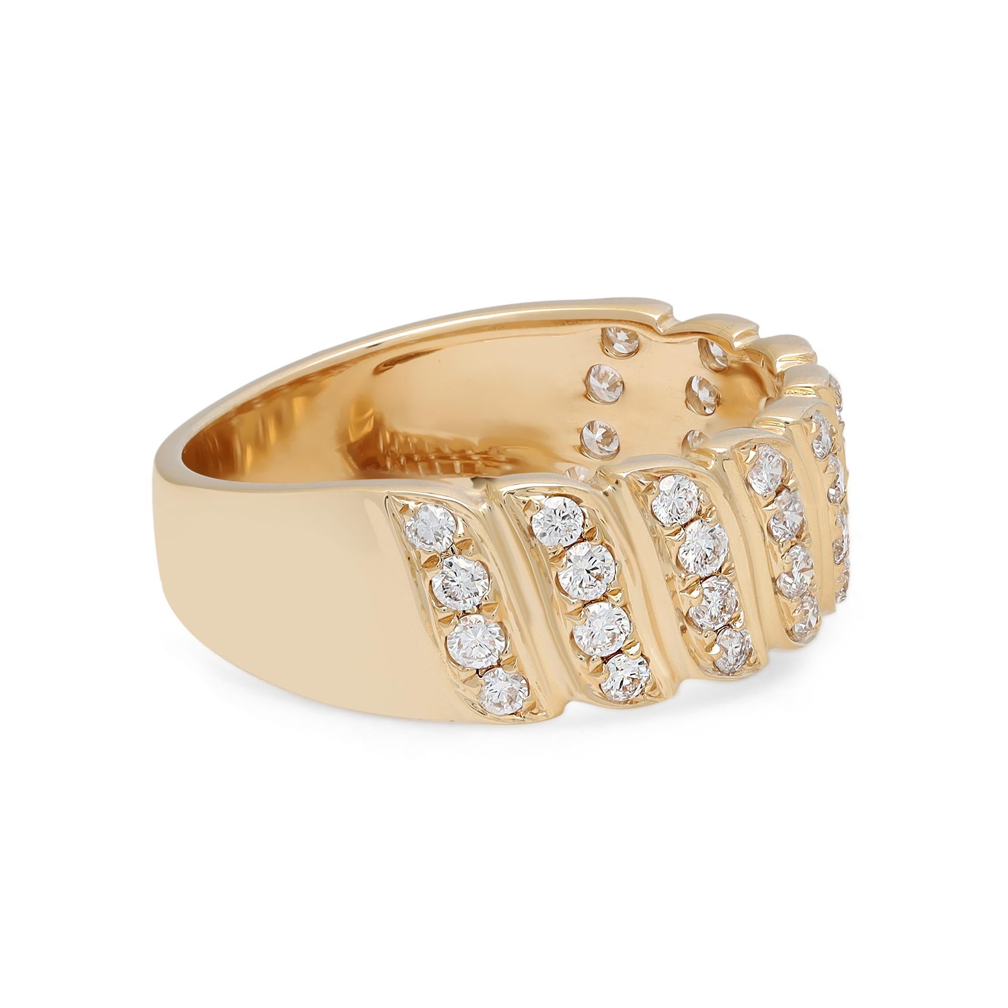 Modern Rachel Koen 0.52cttw Round Cut Diamond Band Ring 18K Yellow Gold  For Sale