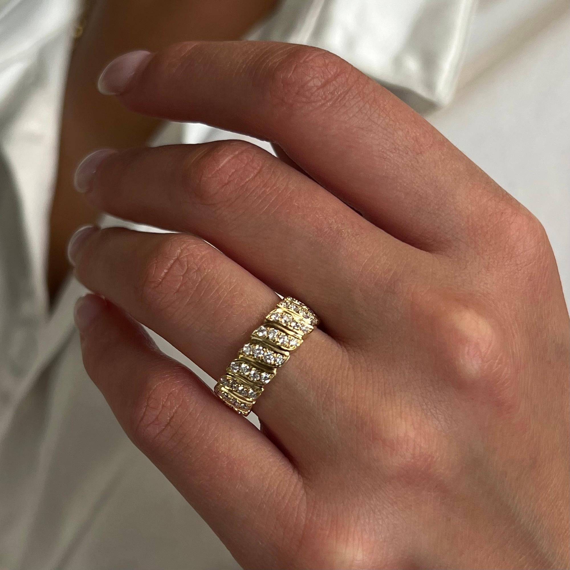 Rachel Koen 0.52cttw Round Cut Diamond Band Ring 18K Yellow Gold In New Condition For Sale In New York, NY